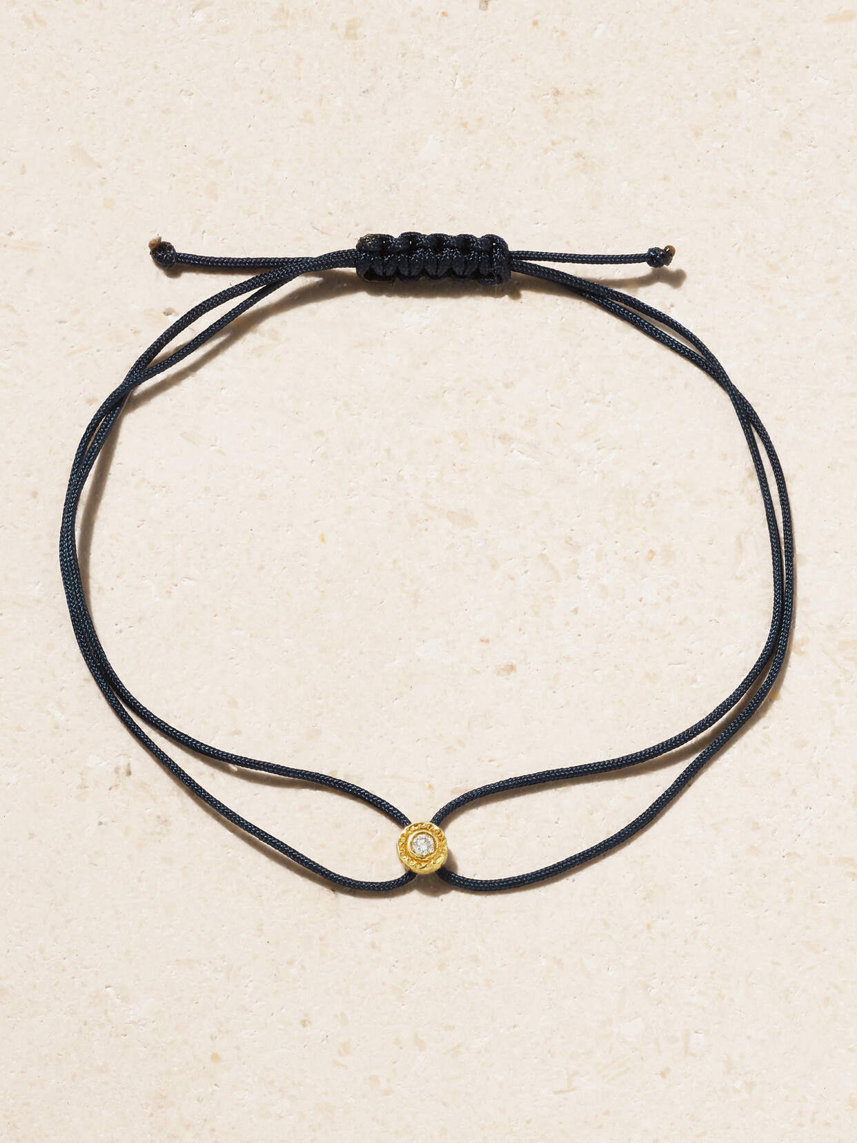 OCTAVIA ELIZABETH + NET SUSTAIN PARACHUTE NESTING GEM 18-KARAT RECYCLED GOLD, DIAMOND AND CORD BRACELET