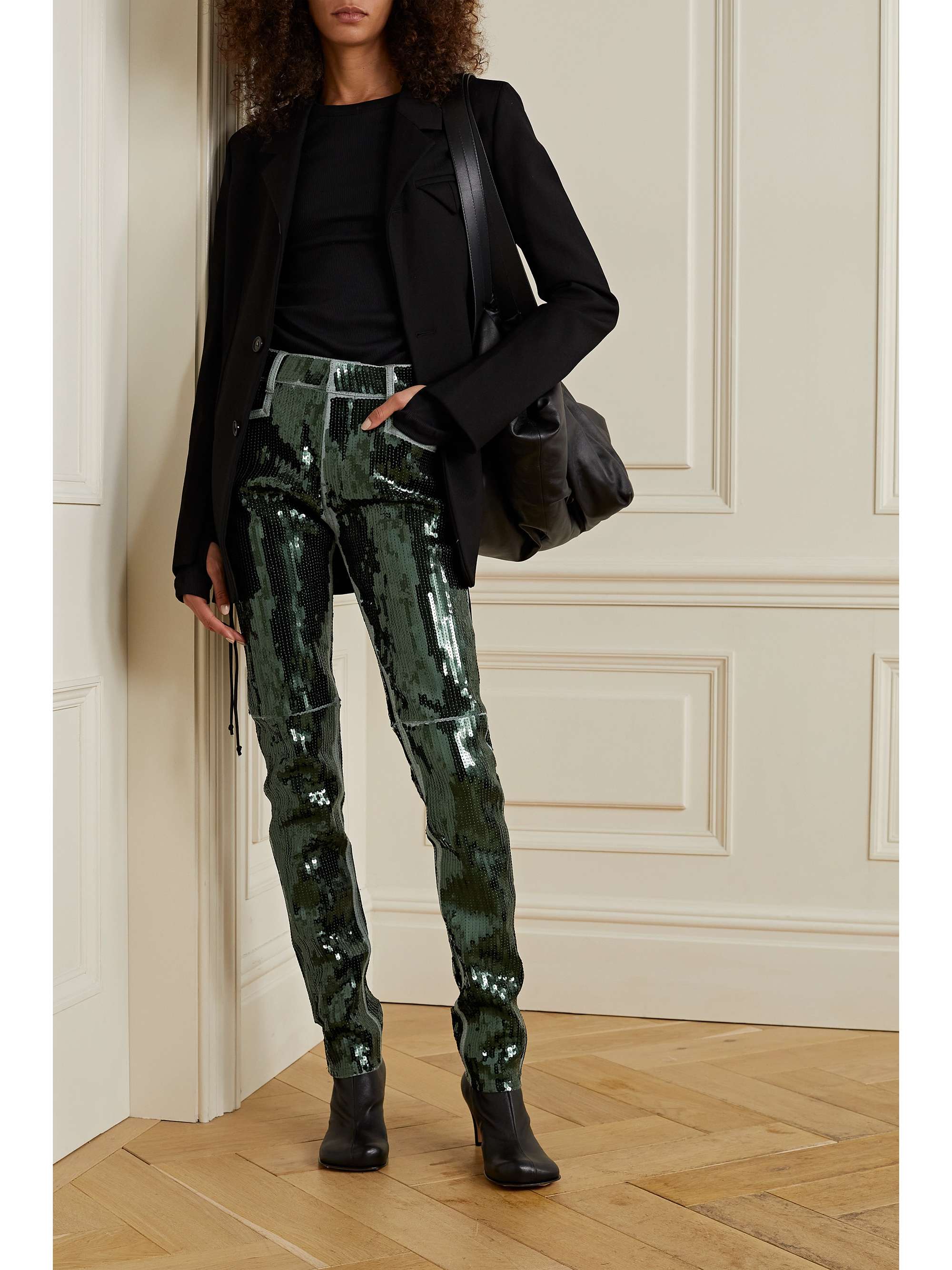 Green Tyrone sequined high-rise skinny 