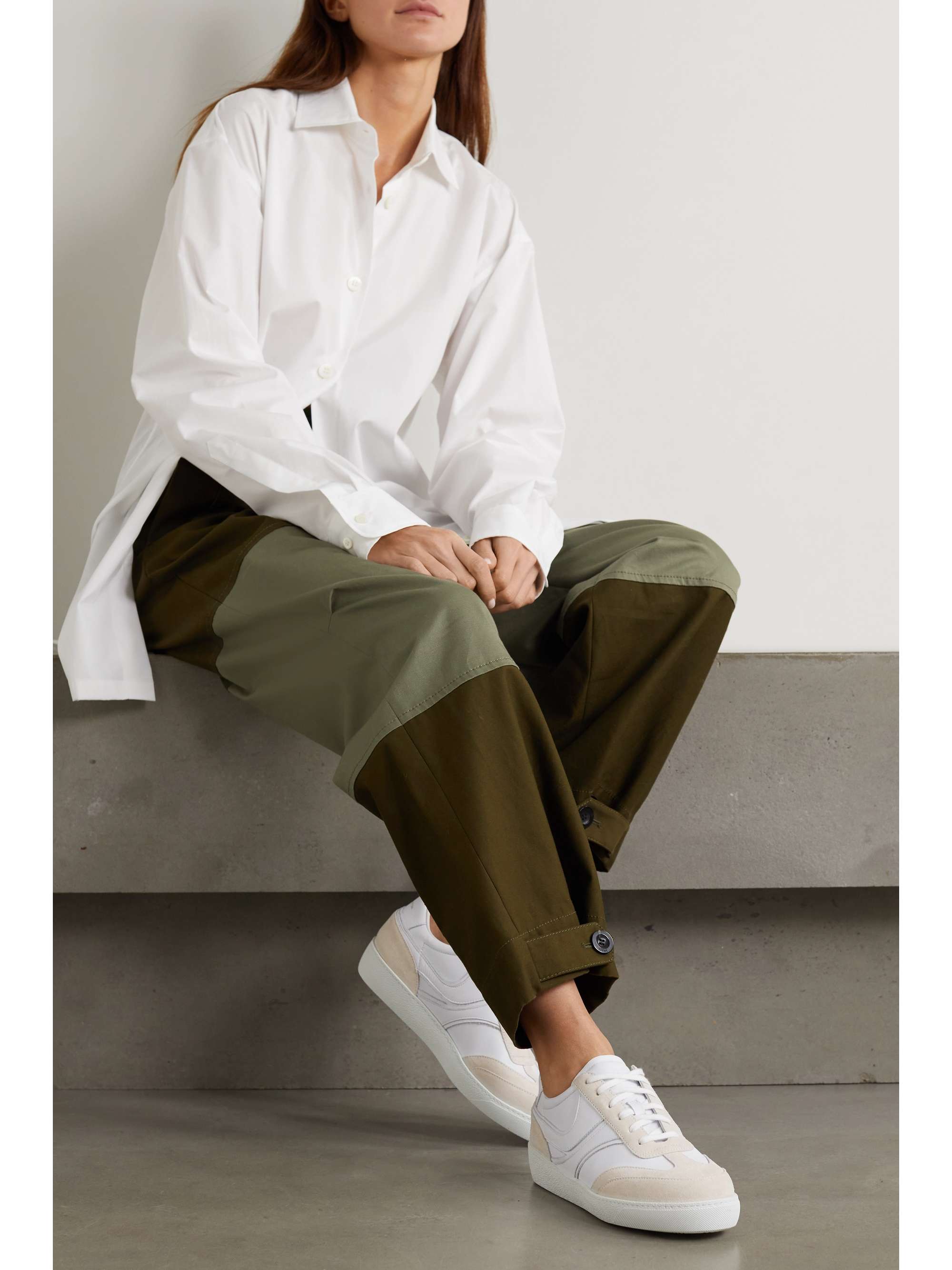 DRIES VAN NOTEN Suede-trimmed leather sneakers