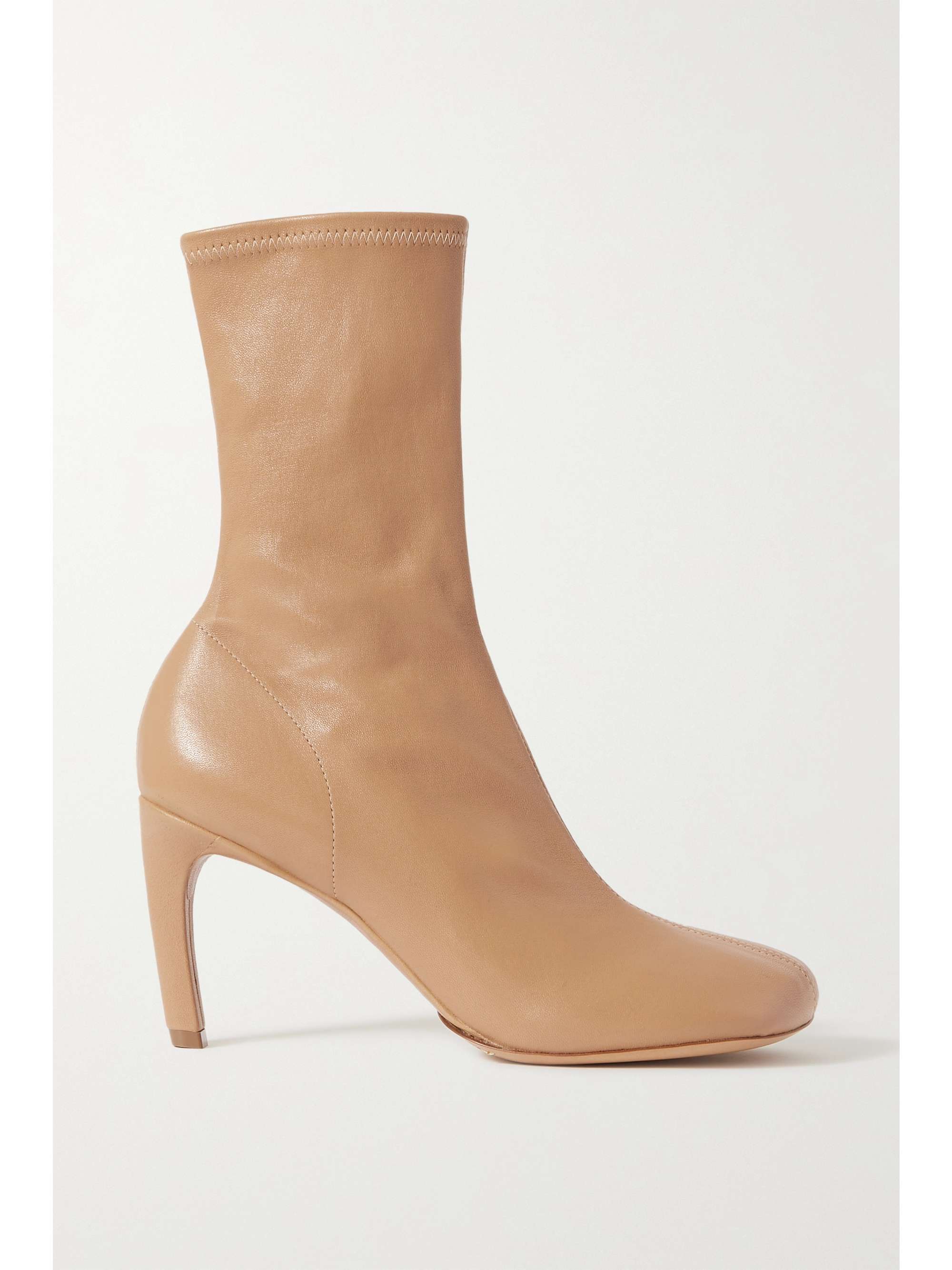 beige leather booties