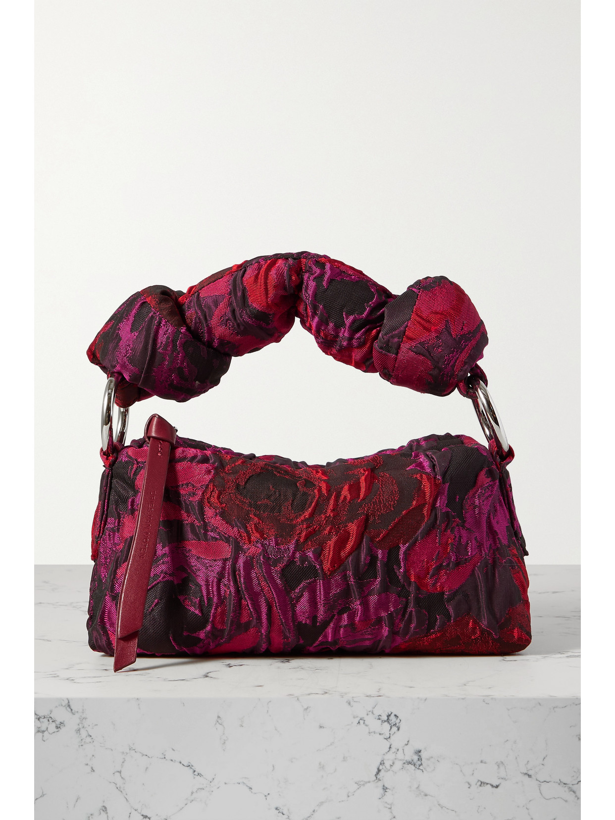 Dries Van Noten Small Knot Handle Rose Jacquard Shoulder Bag In