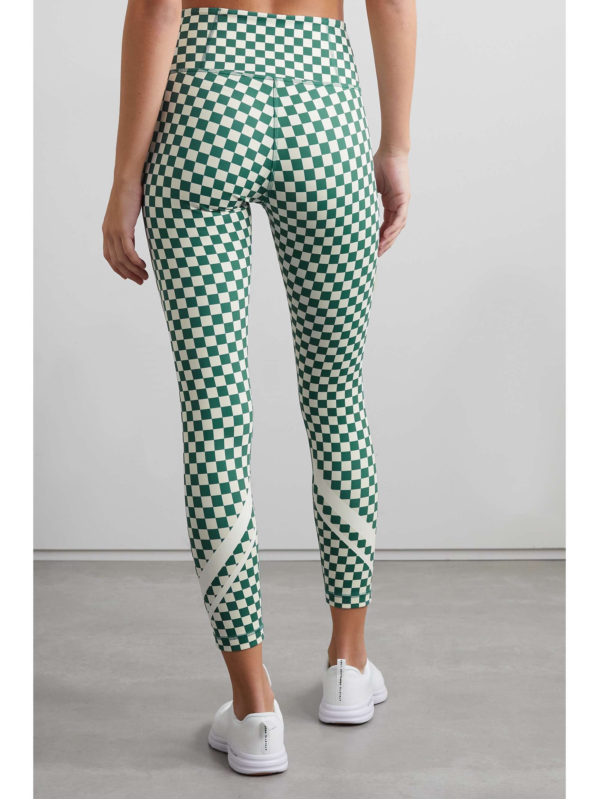 TORY SPORT Striped checked stretch leggings