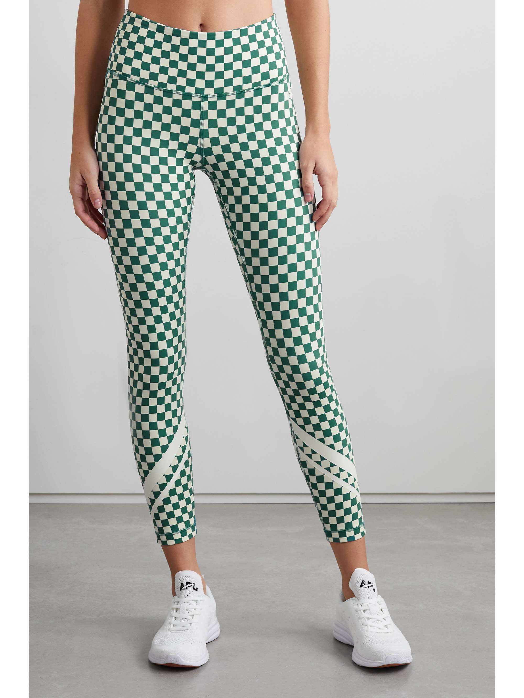 TORY SPORT Striped checked stretch leggings