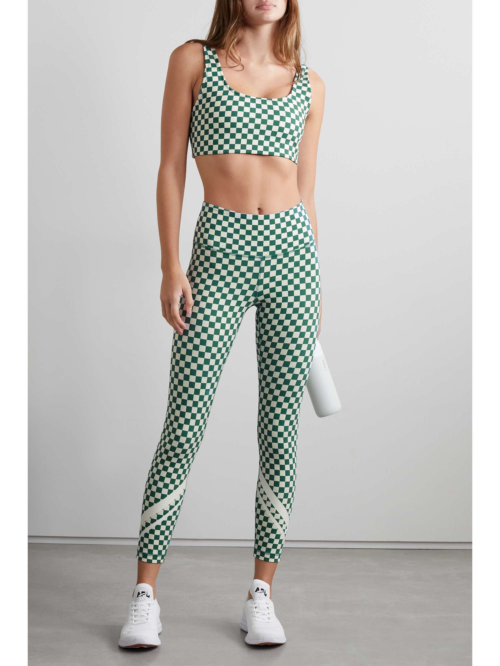 TORY SPORT Striped checked stretch leggings