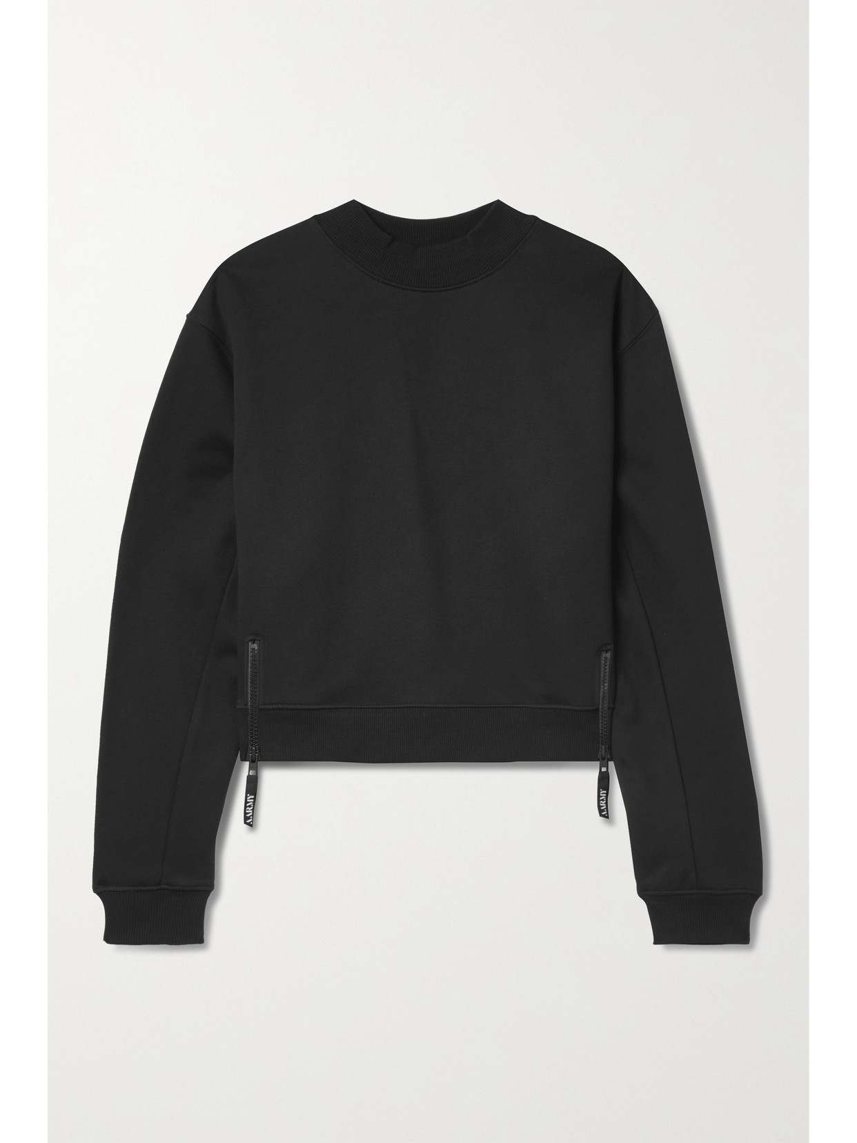 Aarmy Love Cropped Zip-detailed Cotton-jersey Sweatshirt In Black