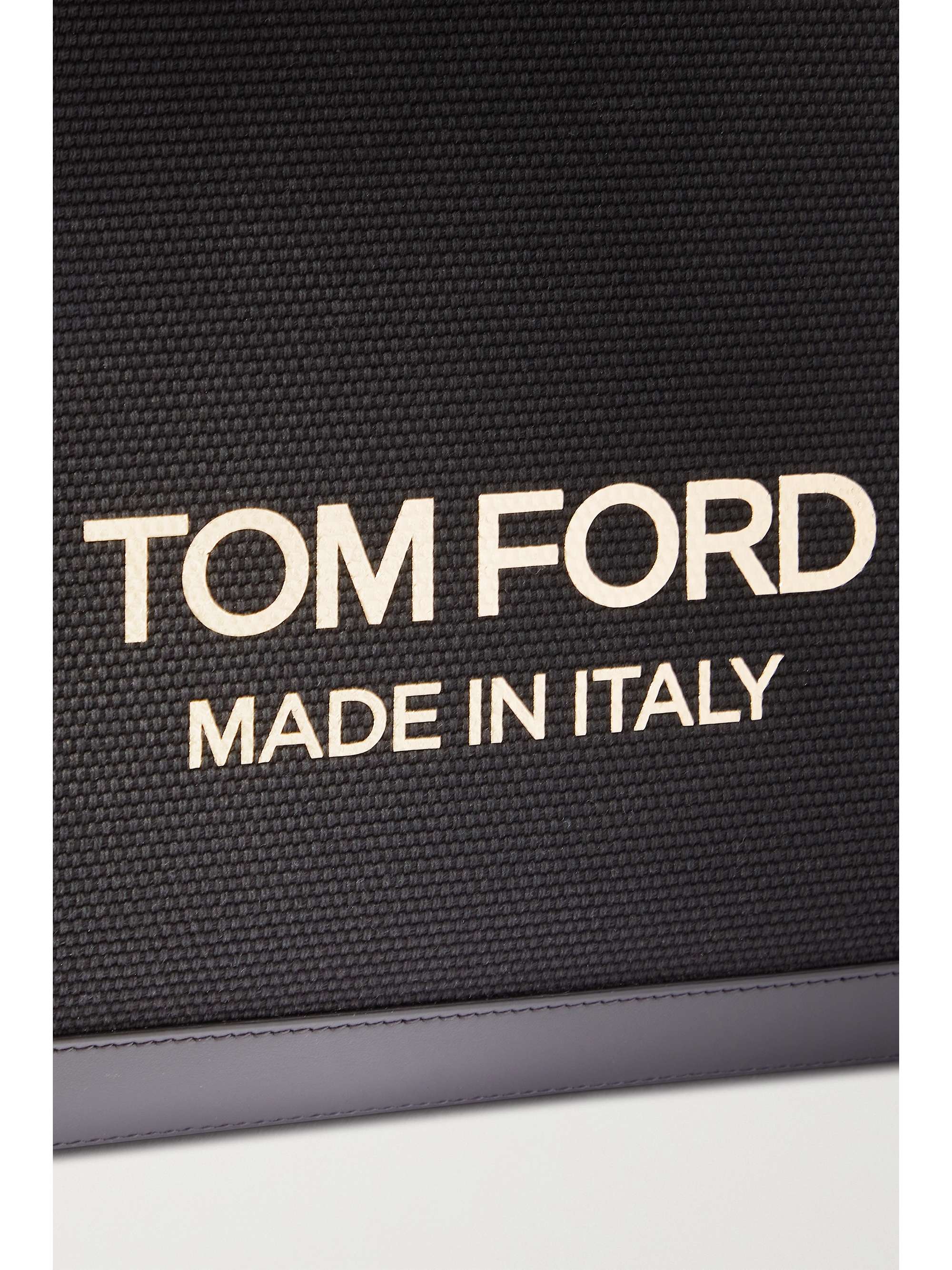 TOM FORD T Screw Shopper small leather-trimmed canvas tote