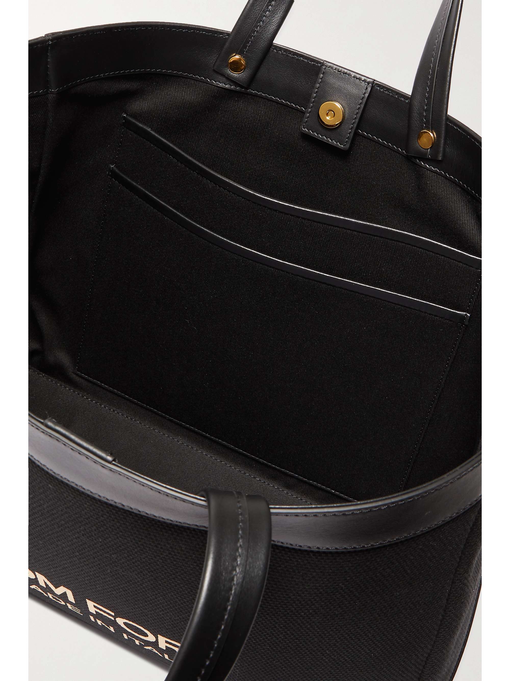 TOM FORD T Screw Shopper small leather-trimmed canvas tote