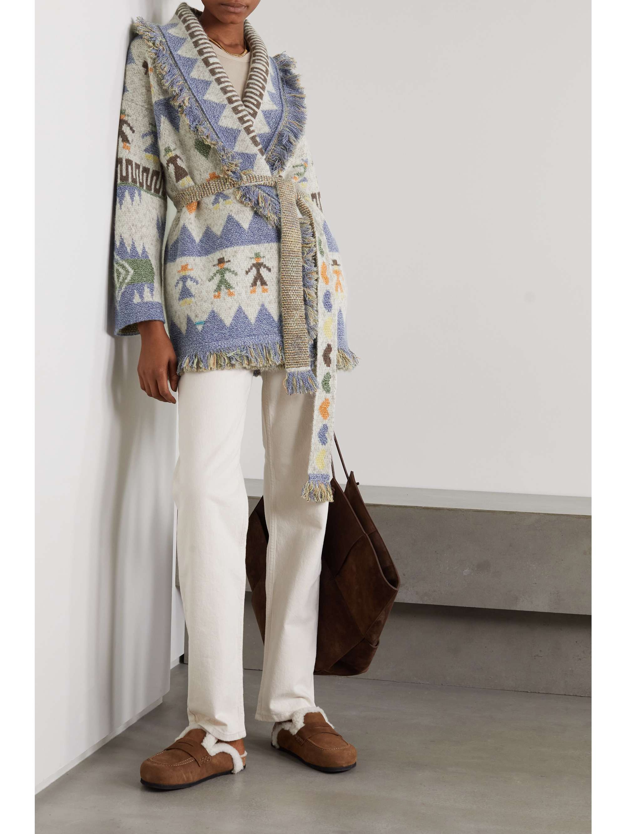 ALANUI Love Each Other fringed jacquard-knit cashmere-blend cardigan