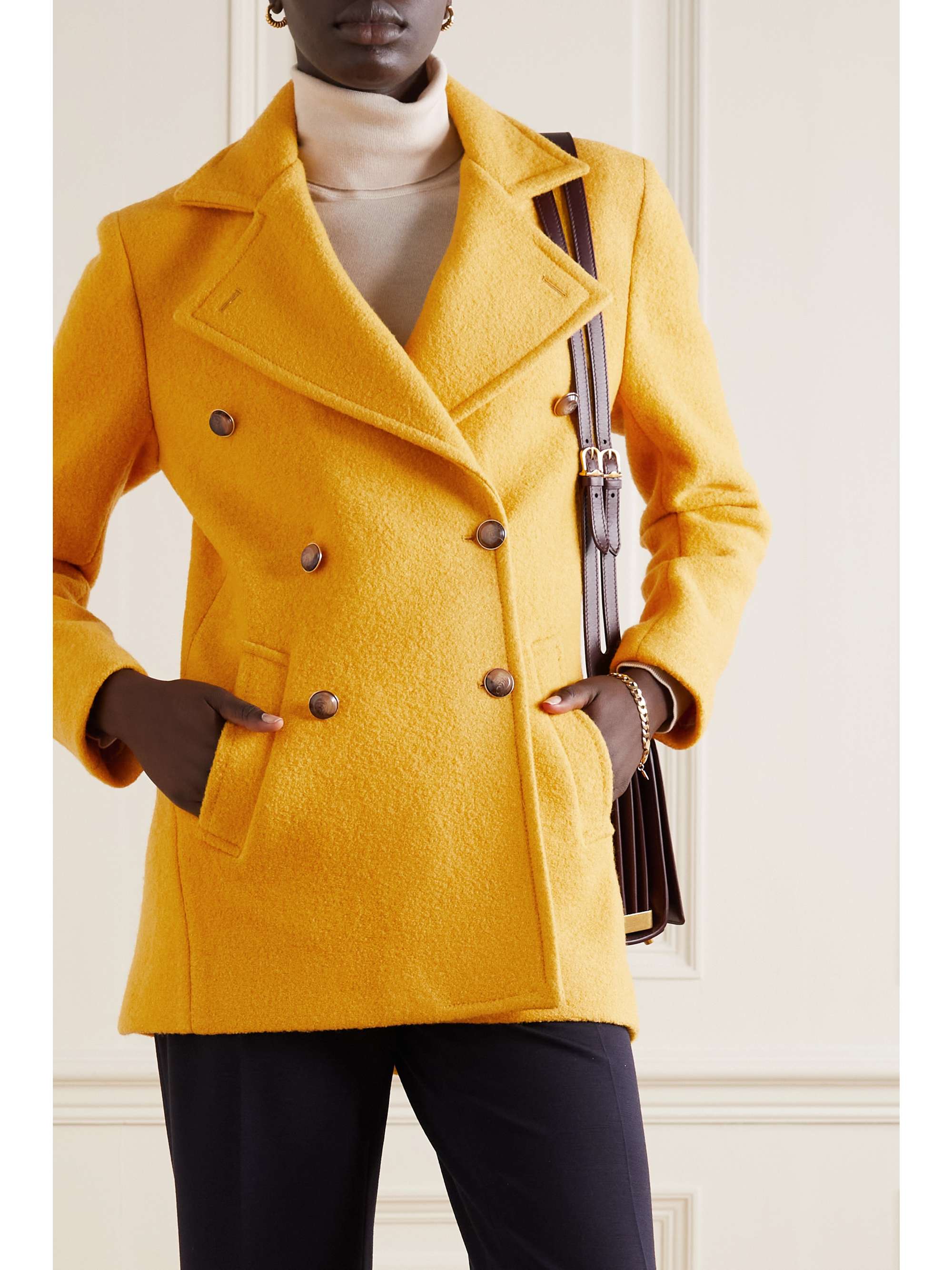 yellow wool jacket