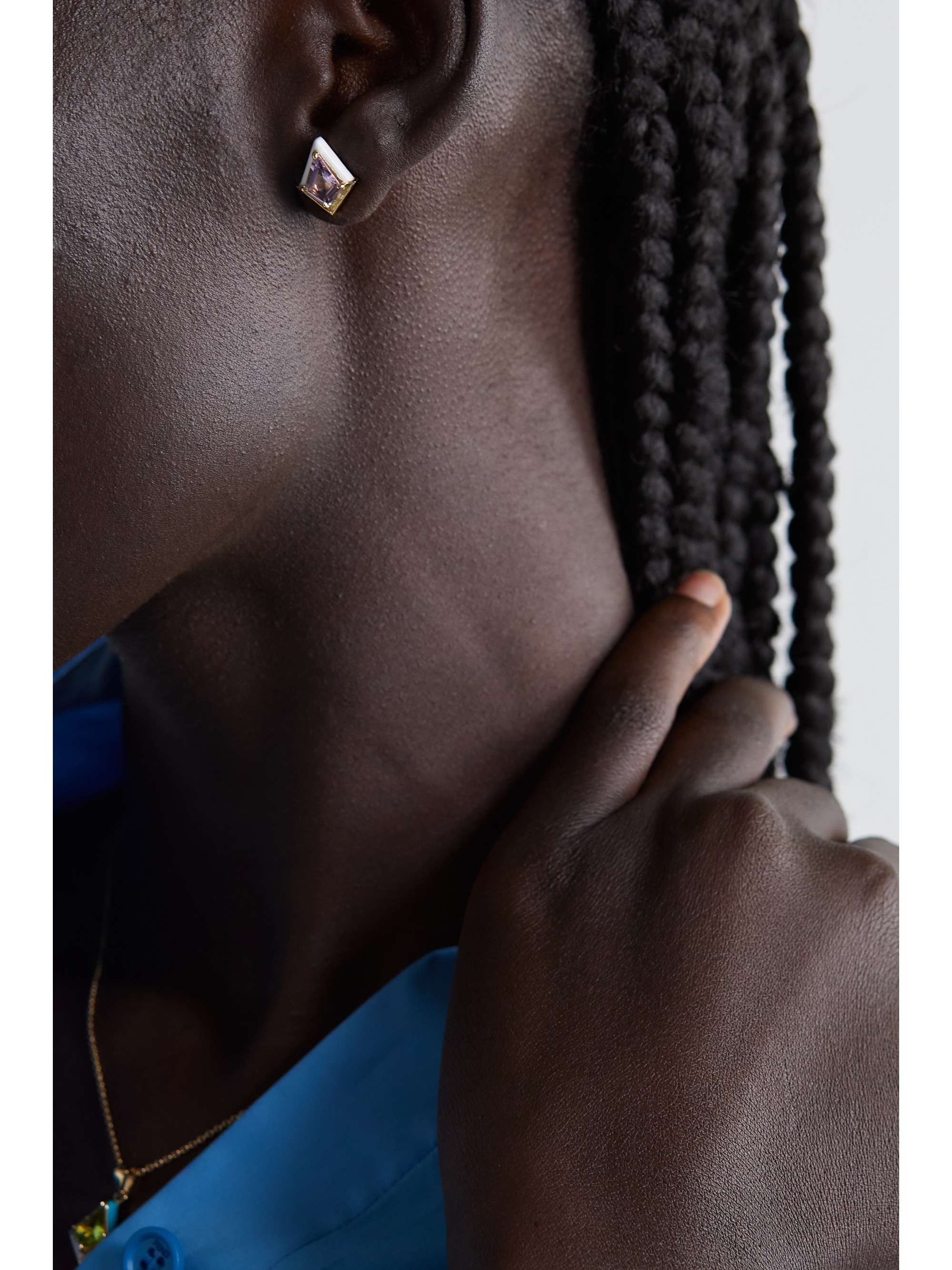 EMILY P. WHEELER + NET SUSTAIN Twinkle 18-karat recycled gold, enamel, amethyst and quartz earrings