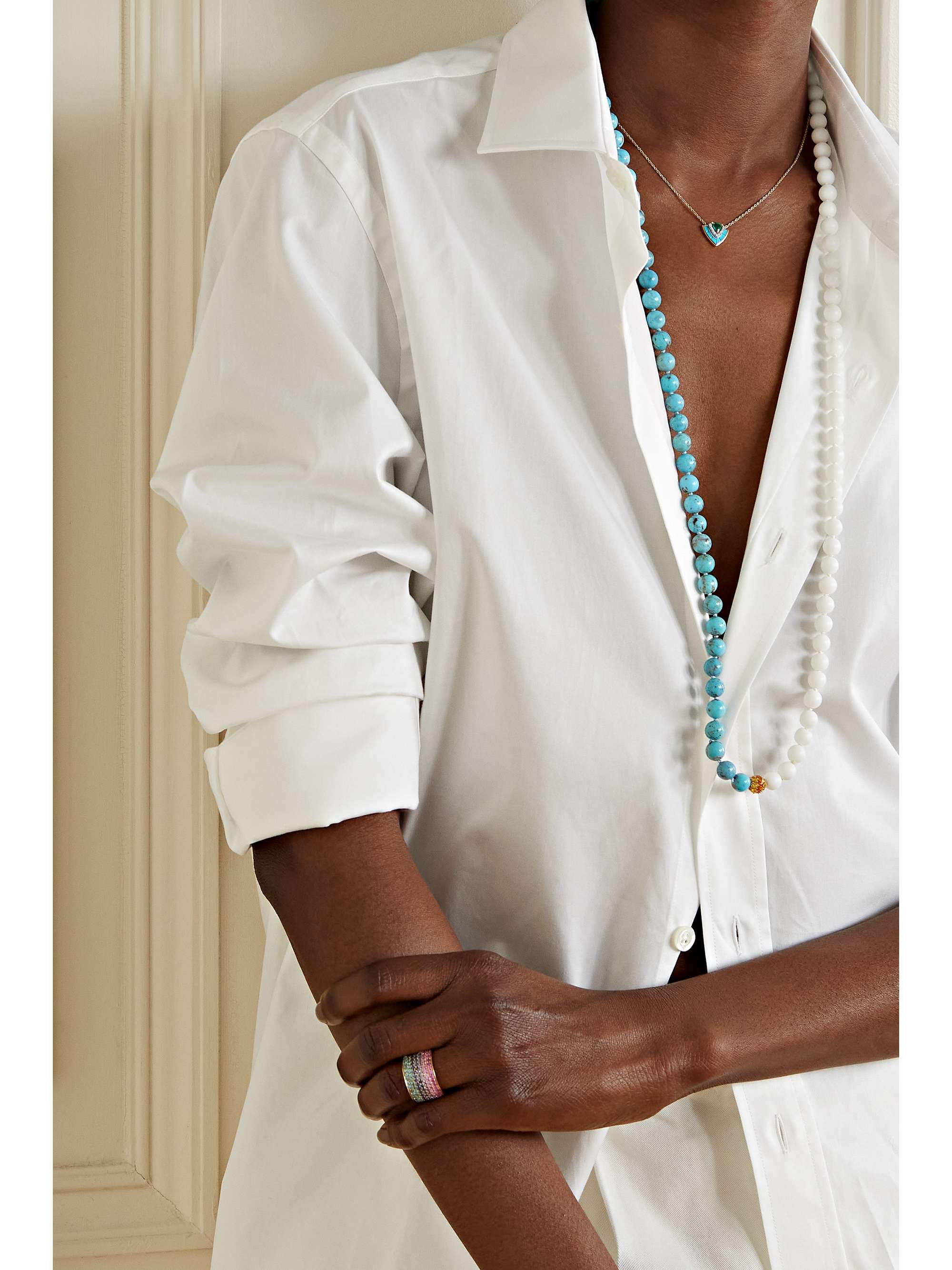 EMILY P. WHEELER + NET SUSTAIN Tiered 18-karat recycled yellow and white gold multi-stone necklace