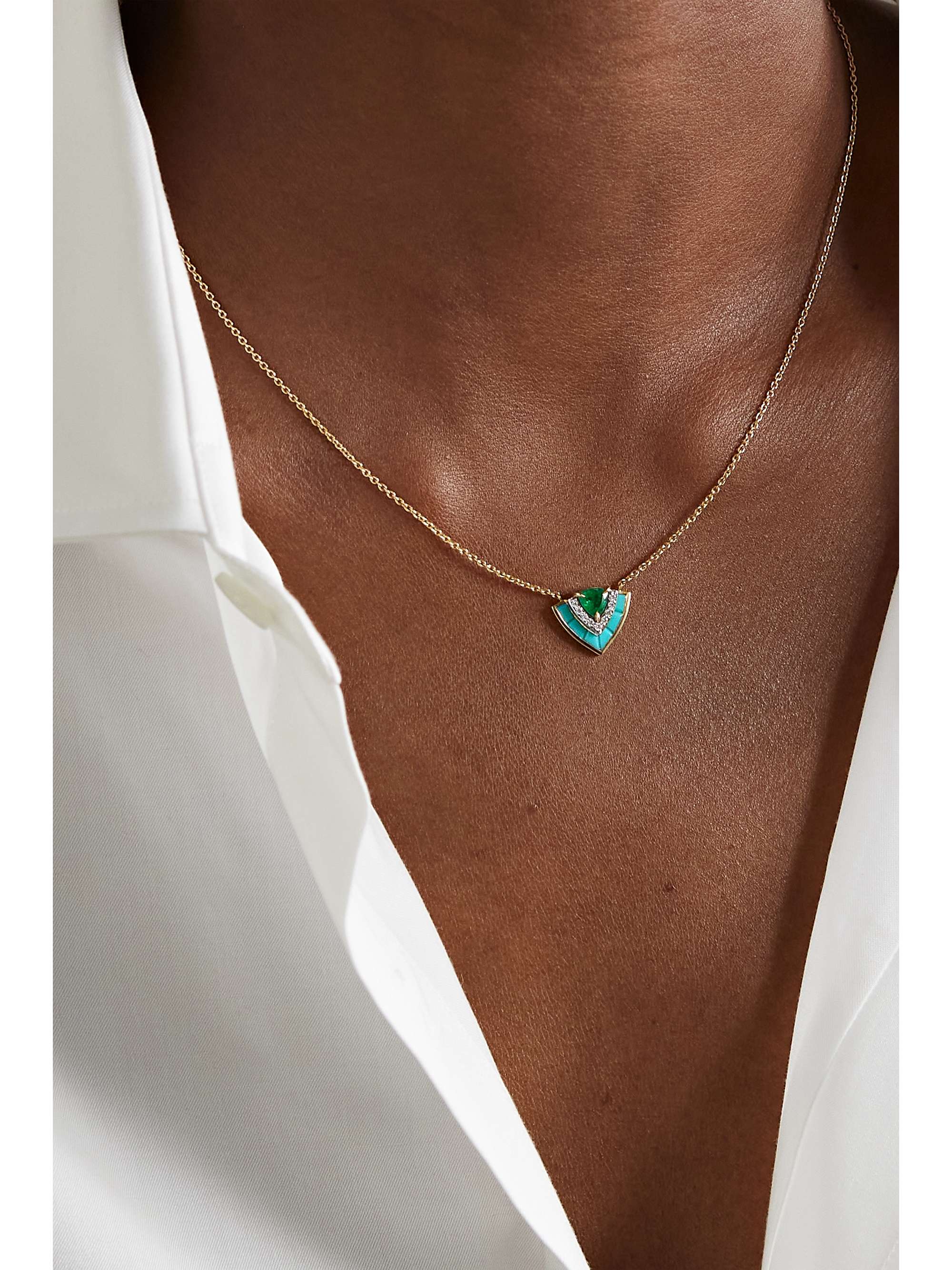 EMILY P. WHEELER + NET SUSTAIN Tiered 18-karat recycled yellow and white gold multi-stone necklace
