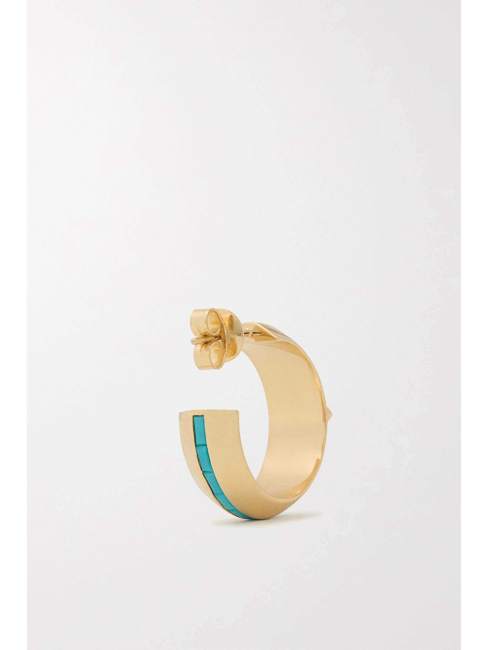 EMILY P. WHEELER + NET SUSTAIN Emma 18-karat recycled gold, turquoise and emerald hoop earrings