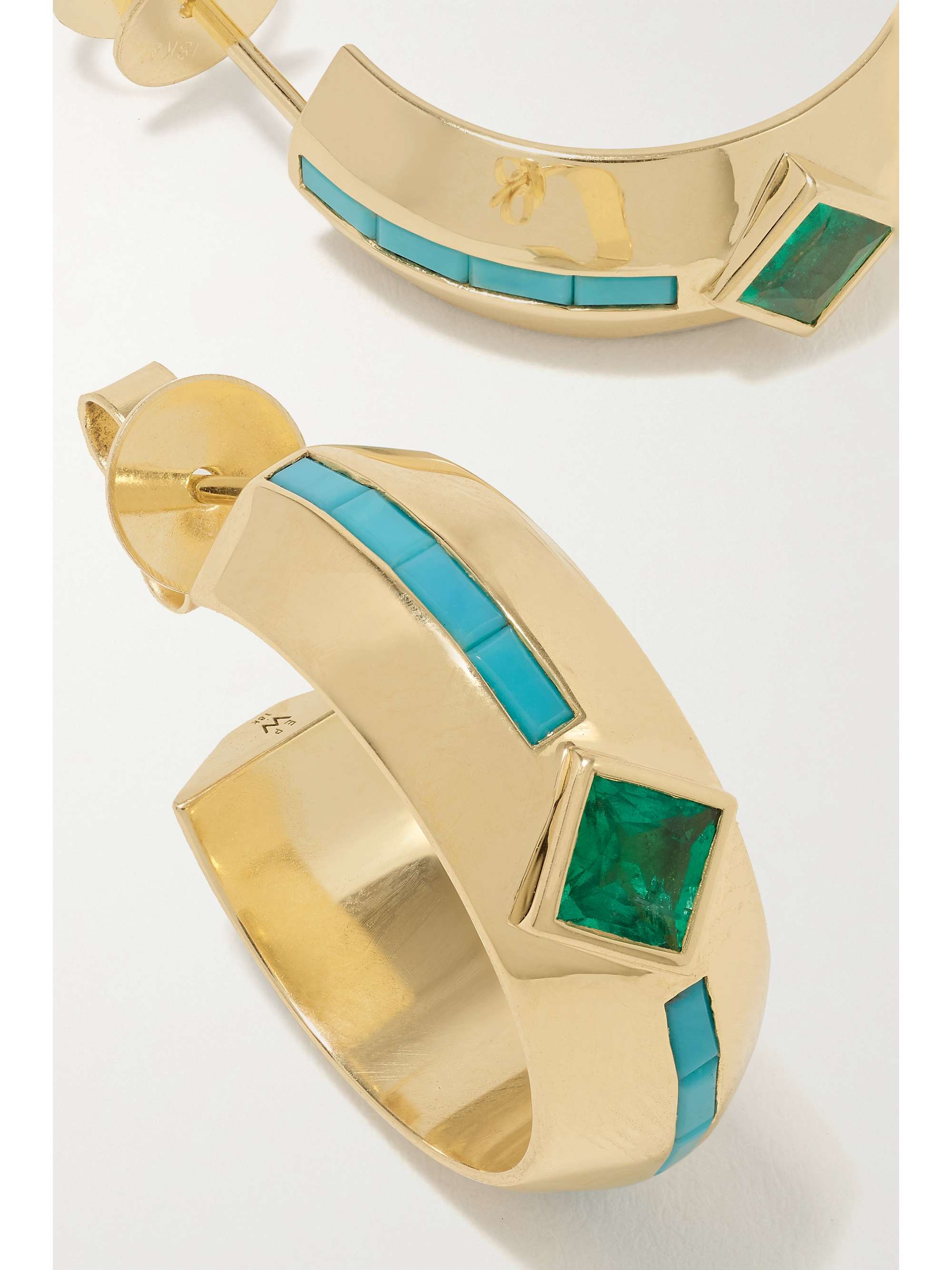 EMILY P. WHEELER + NET SUSTAIN Emma 18-karat recycled gold, turquoise and emerald hoop earrings