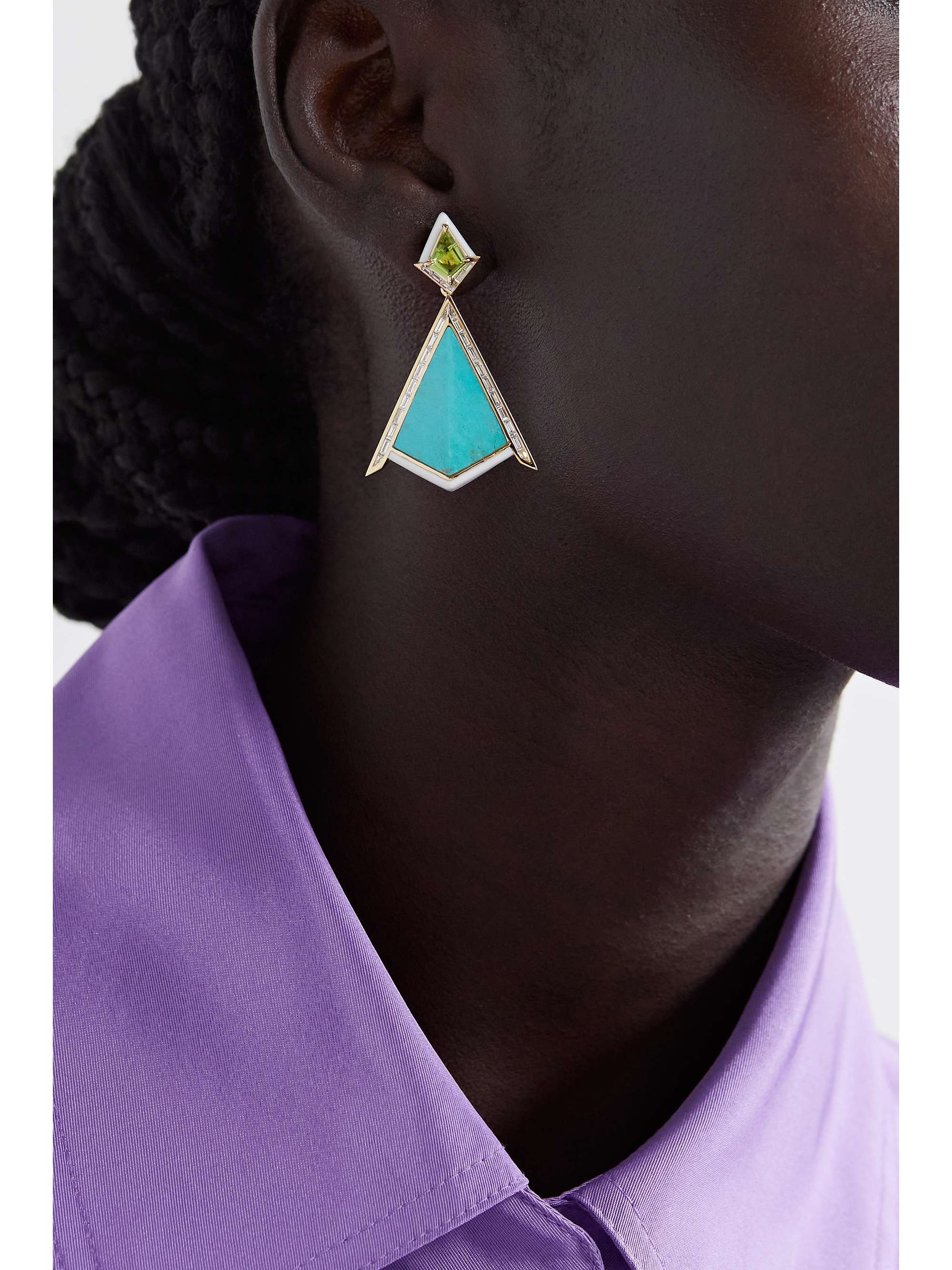 EMILY P. WHEELER + NET SUSTAIN Twinkle 18-karat recycled rose gold and enamel multi-stone earrings