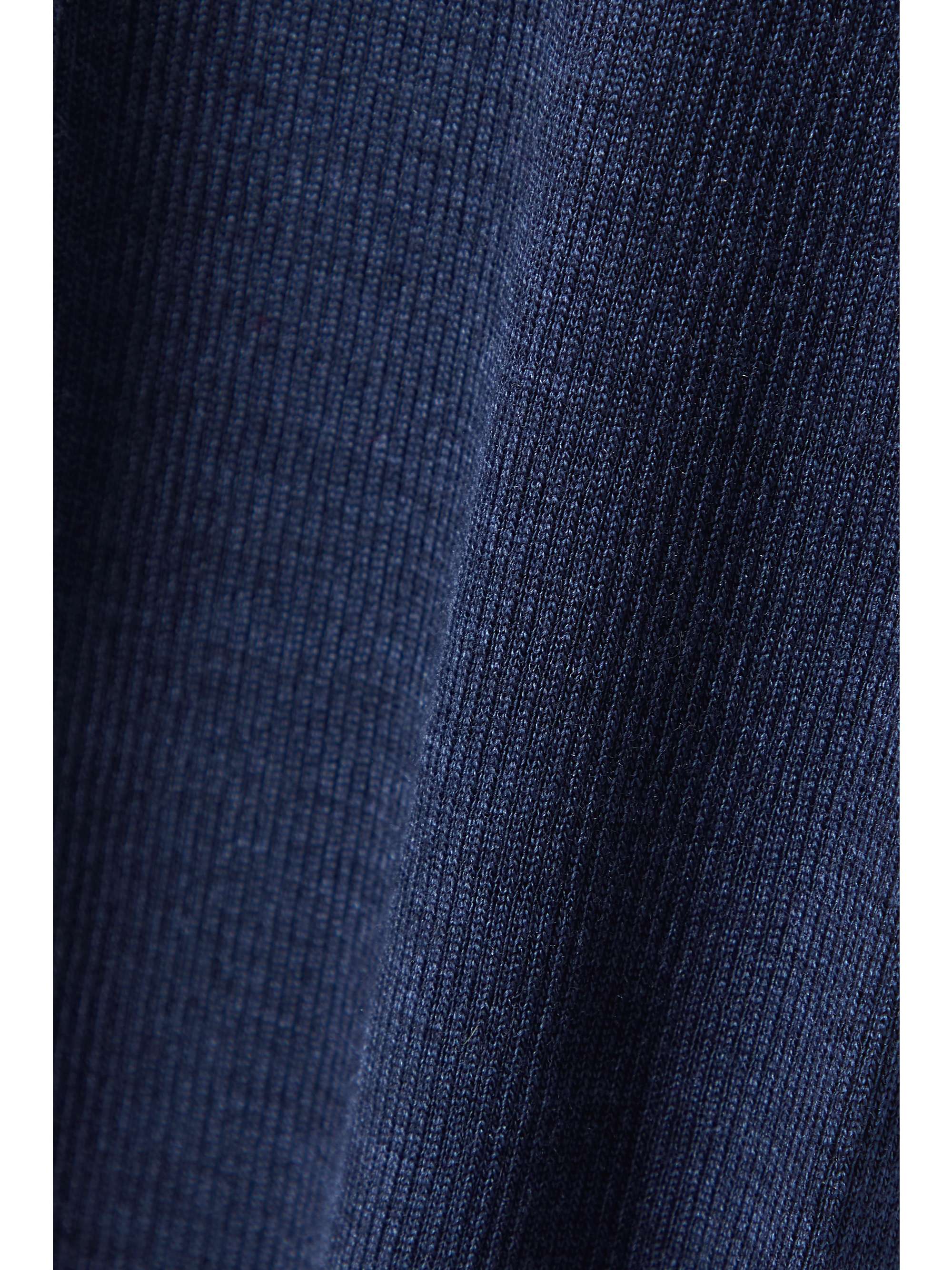 Navy Lace-trimmed ribbed merino wool 