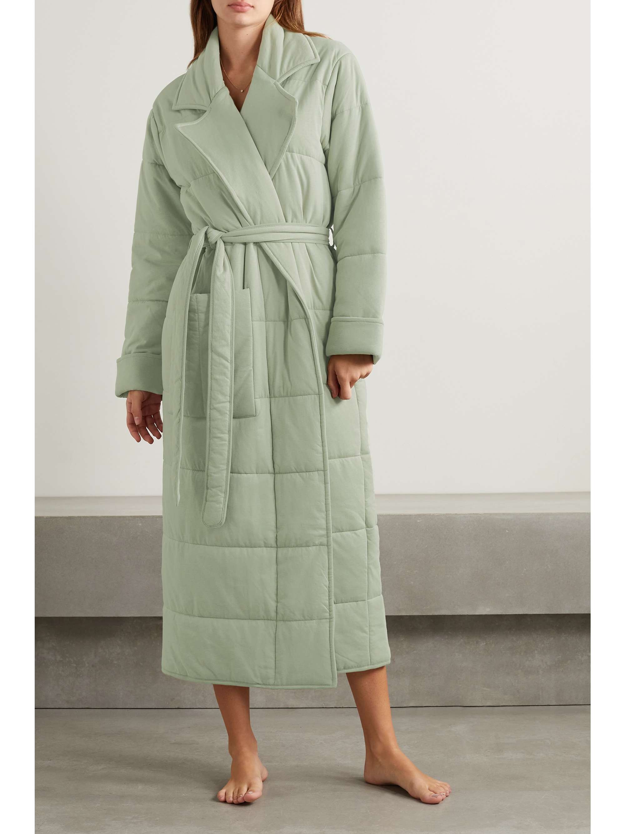 SKIN + NET SUSTAIN Sonya quilted cottonjersey robe and eye mask set