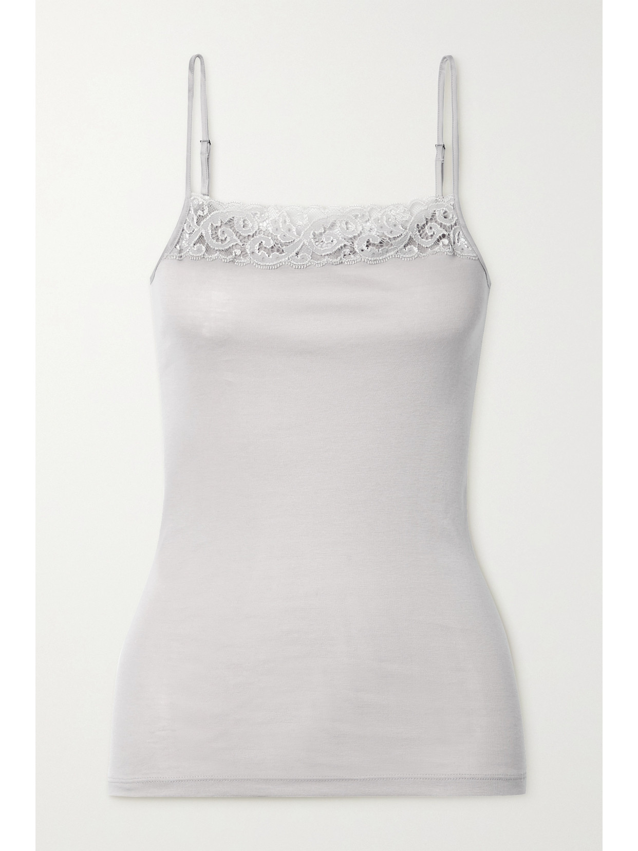 Hanro Moments Lace-trimmed Camisole In Gray