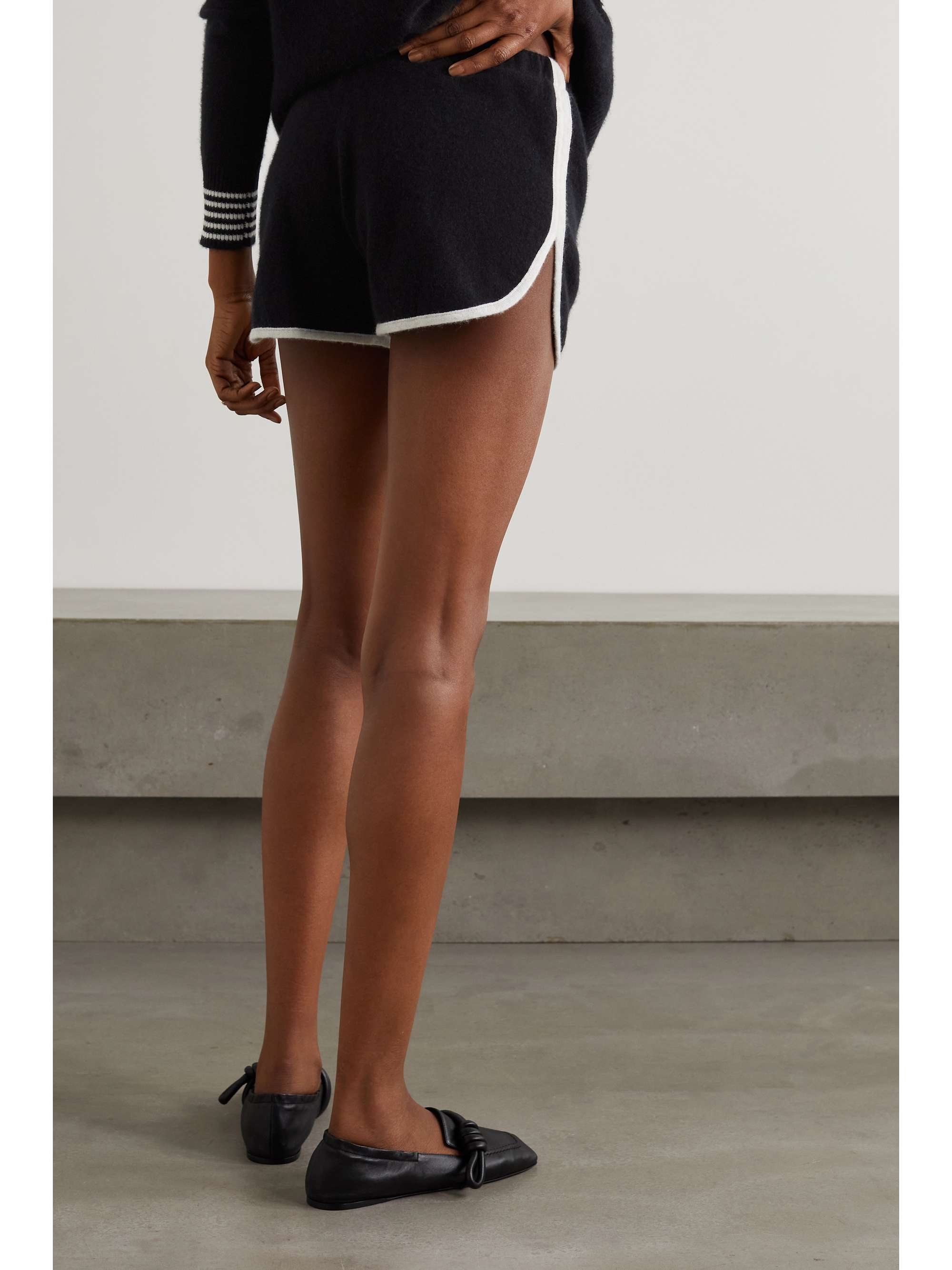MADELEINE THOMPSON Saint Luc striped cashmere shorts
