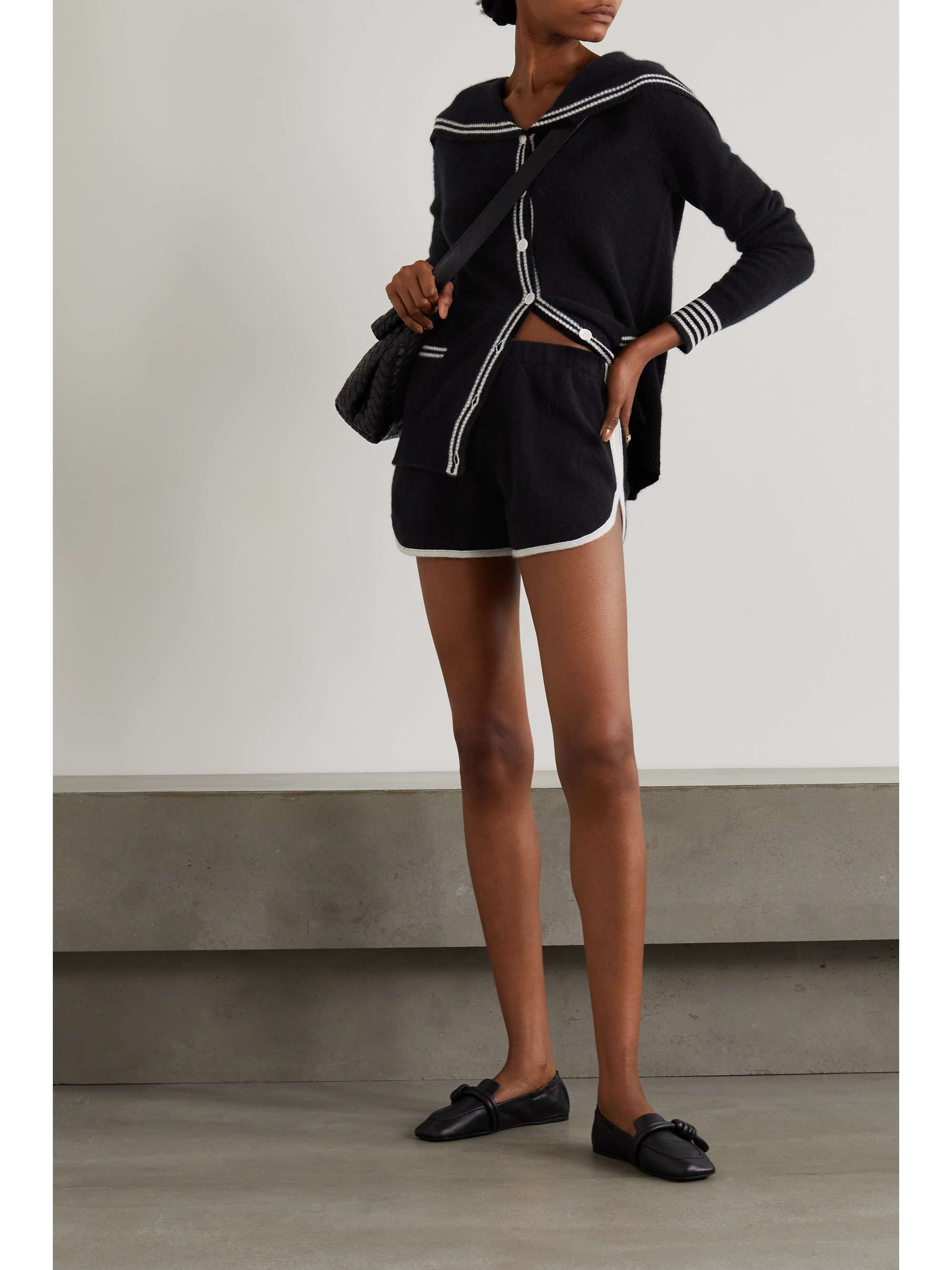MADELEINE THOMPSON Saint Luc striped cashmere shorts