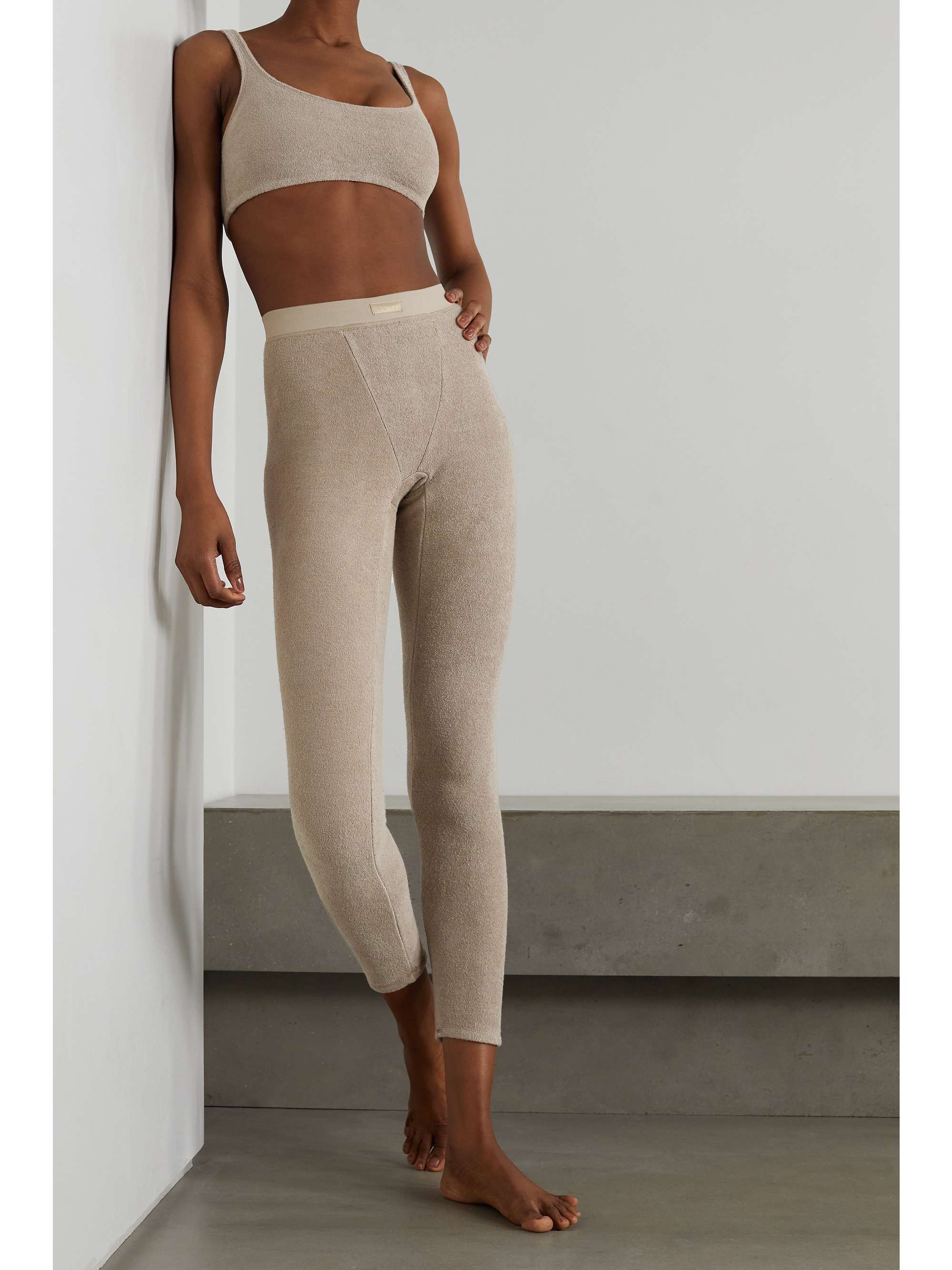SKIMS Terry cotton-blend leggings - Desert
