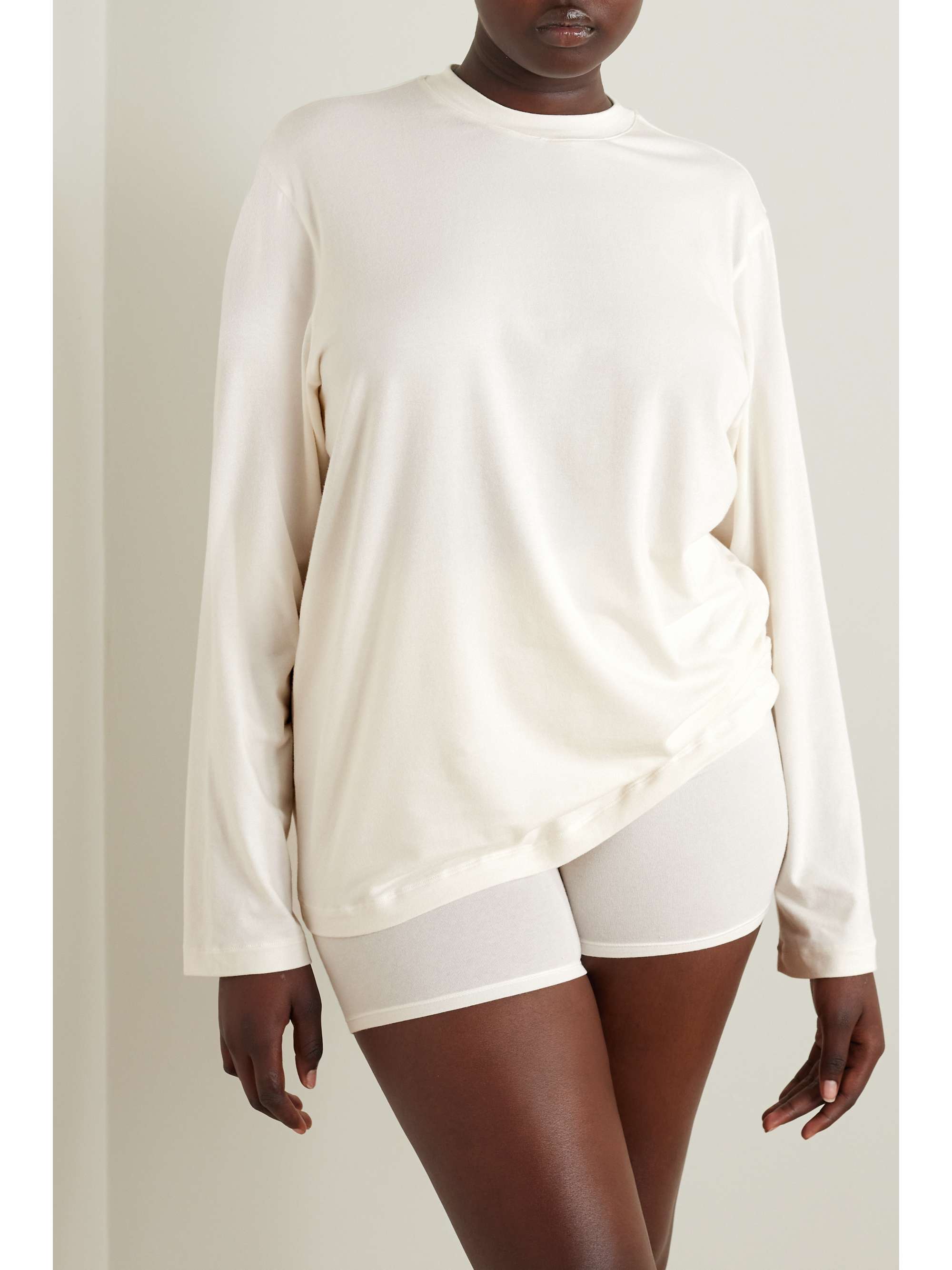 SKIMS - Round-neck long-sleeve stretch-cotton jersey top