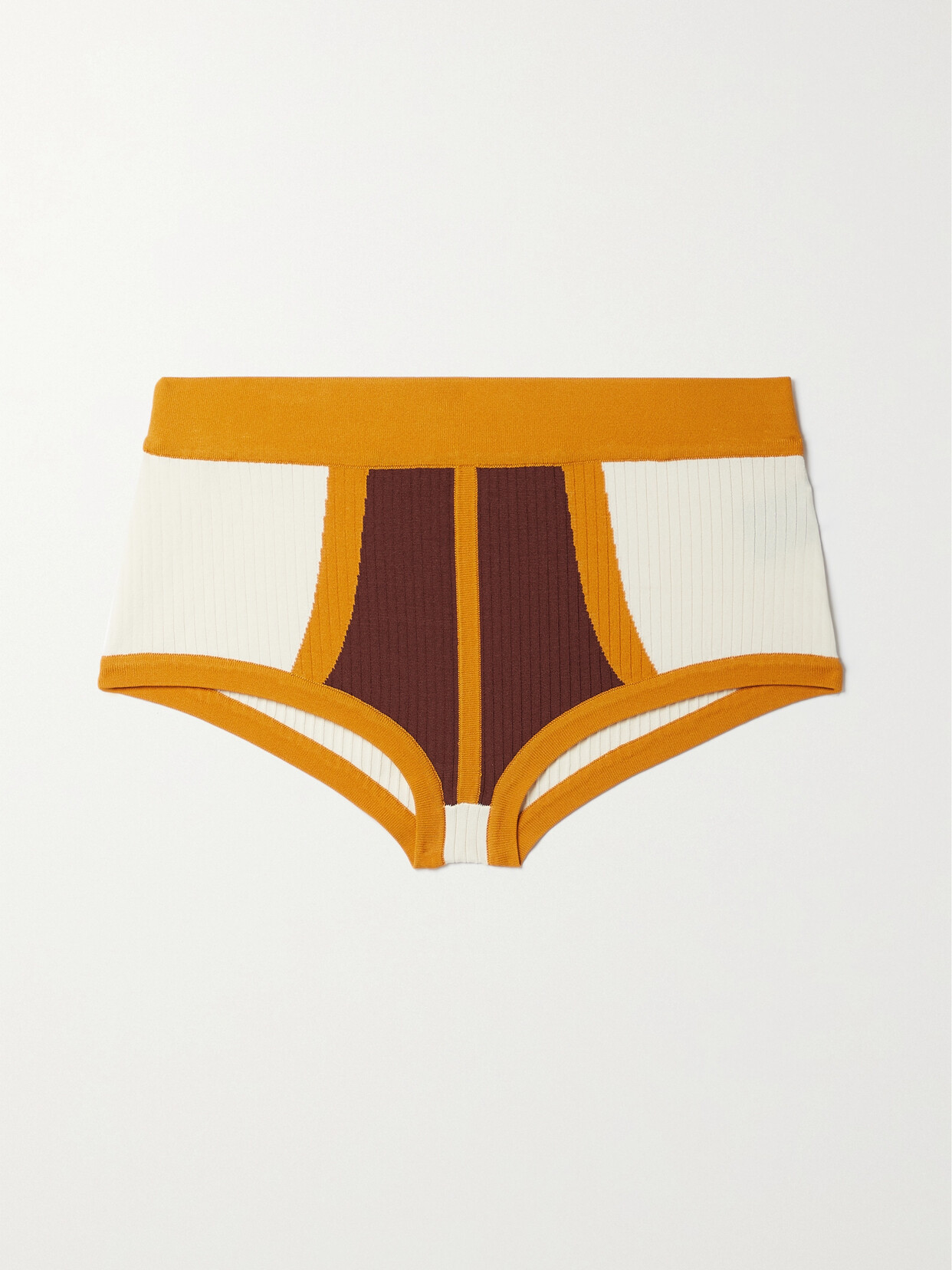 Dodo Bar Or - Ben Color-block Ribbed-knit Briefs - Brown 22 Awaiting product image