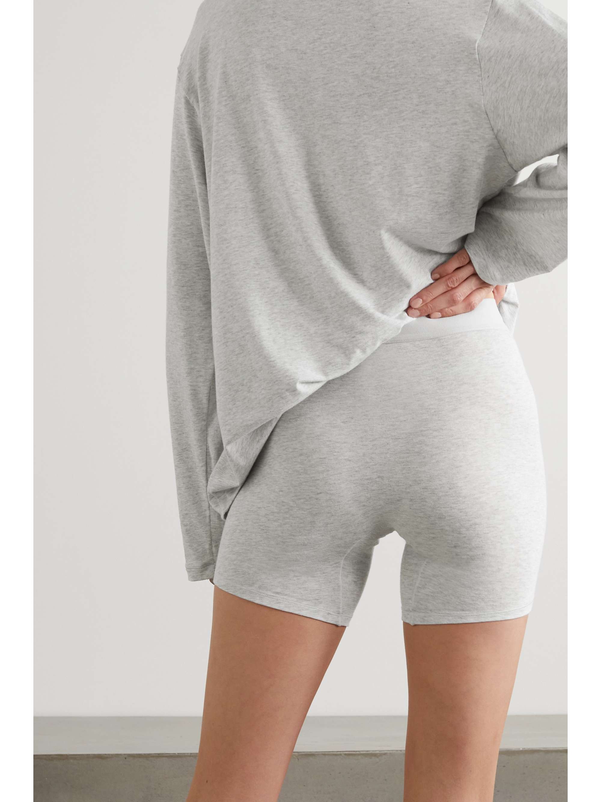 SKIMS Boxer en jersey de modal et de coton mélangés stretch Boyfriend, Onyx