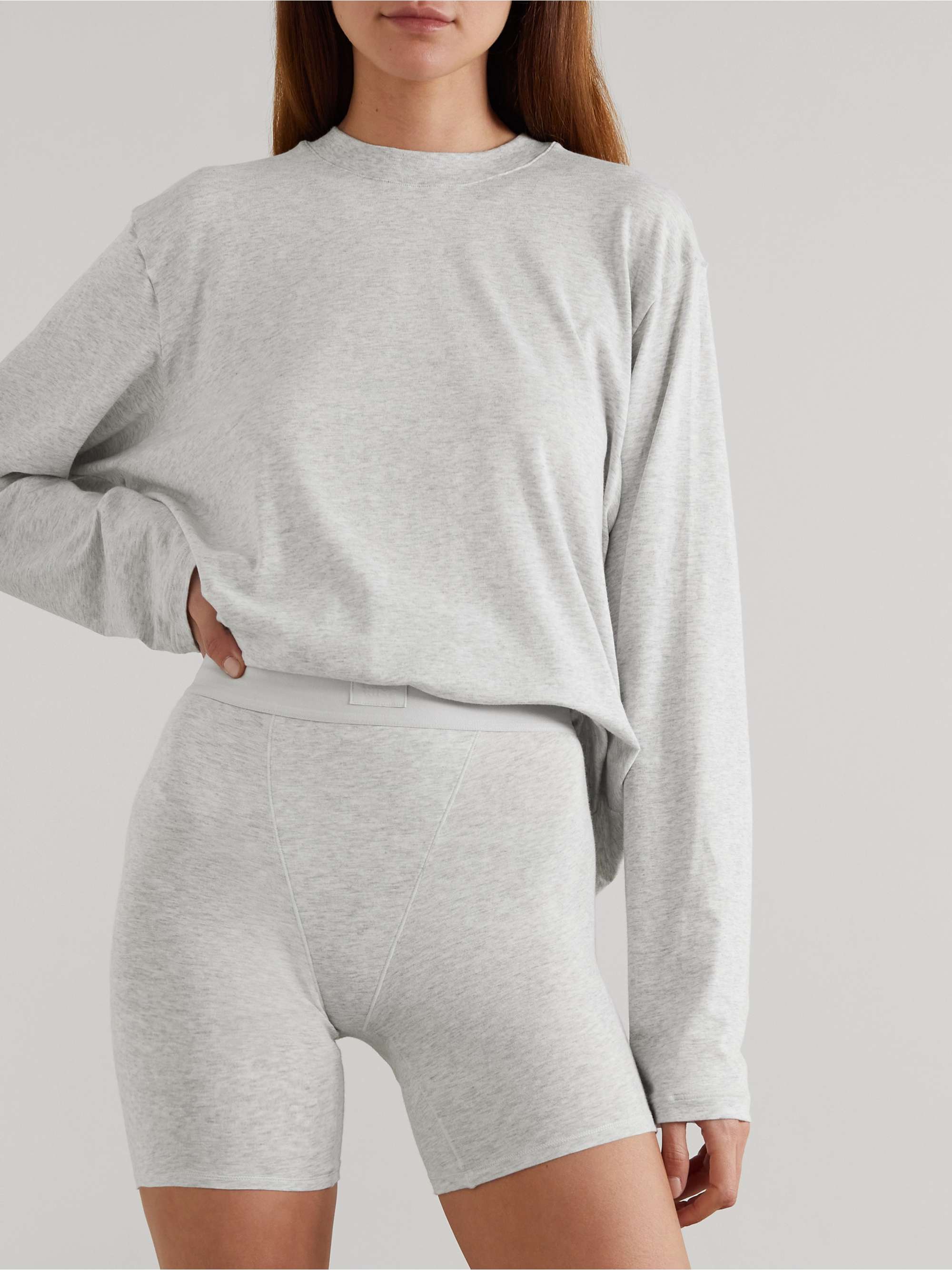 SKIMS Boxer en jersey de modal et de coton mélangés stretch Boyfriend, Onyx