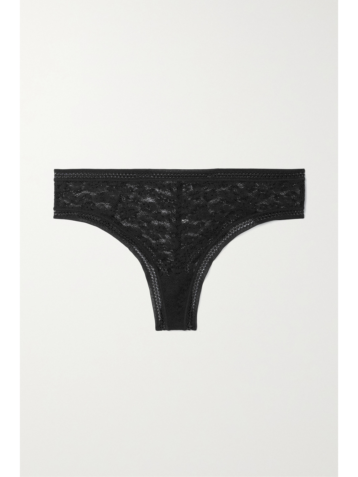 Eres Vigne Stretch-leavers Lace Thong - Black