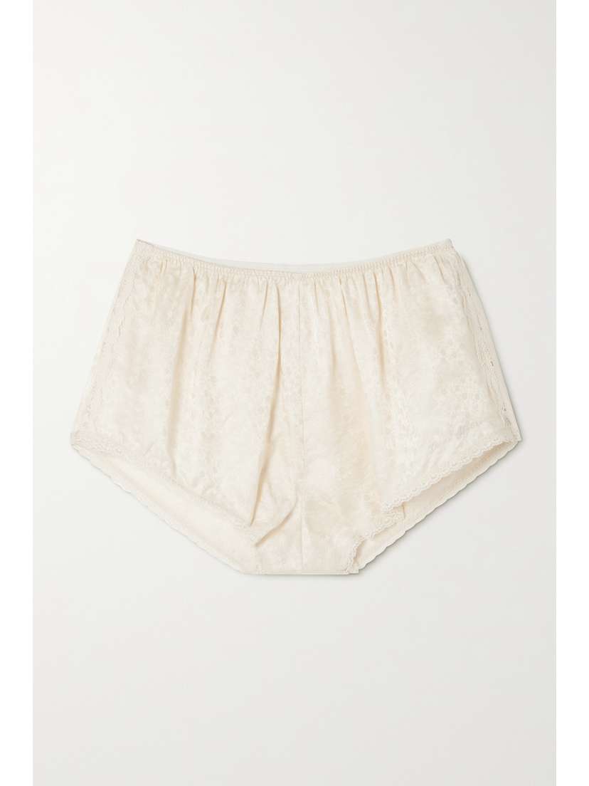 LOVE STORIES Apollo Lace-trimmed Satin-jacquard Pajama Shorts - x large