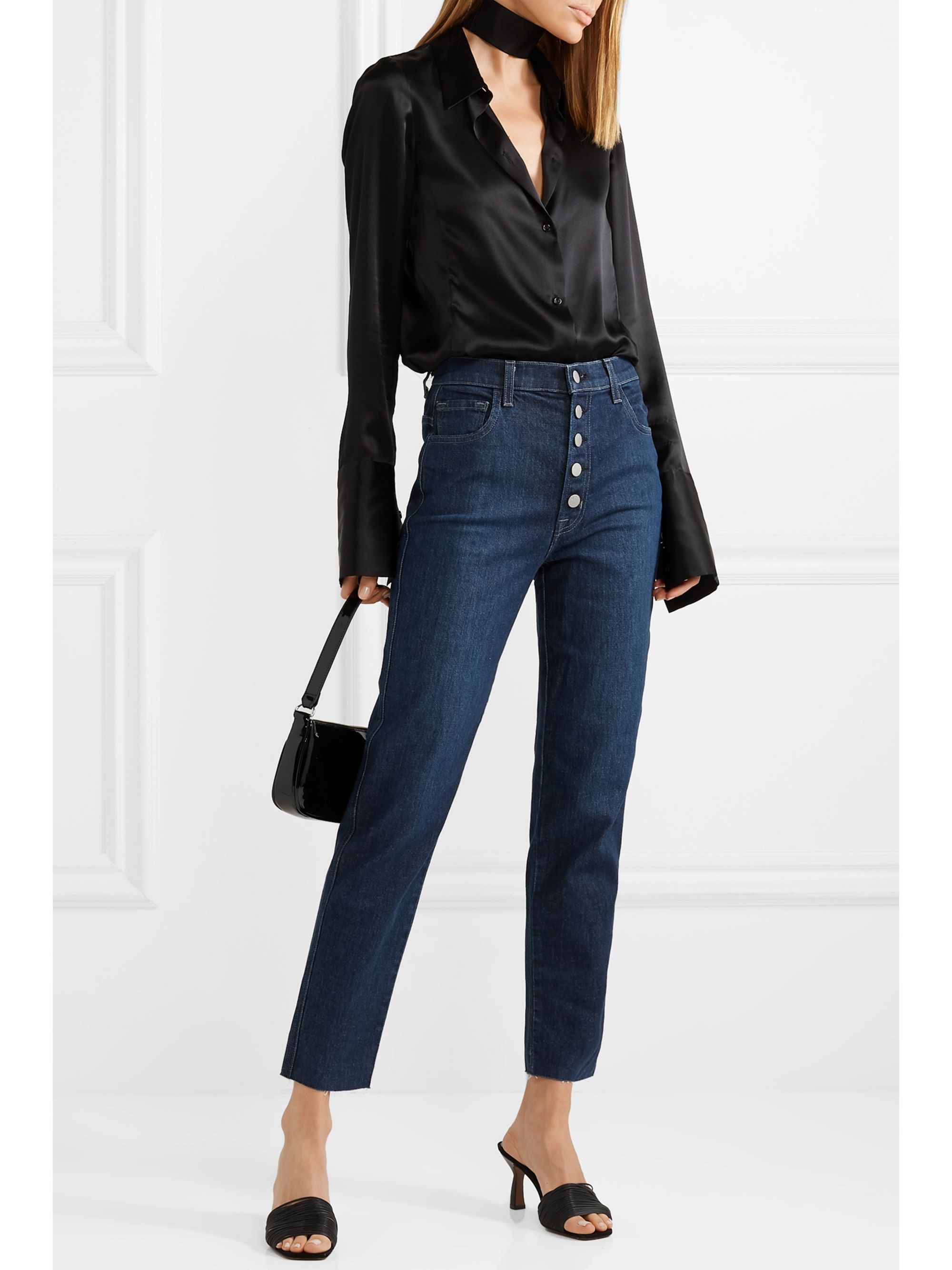 dark denim wide leg cropped jeans