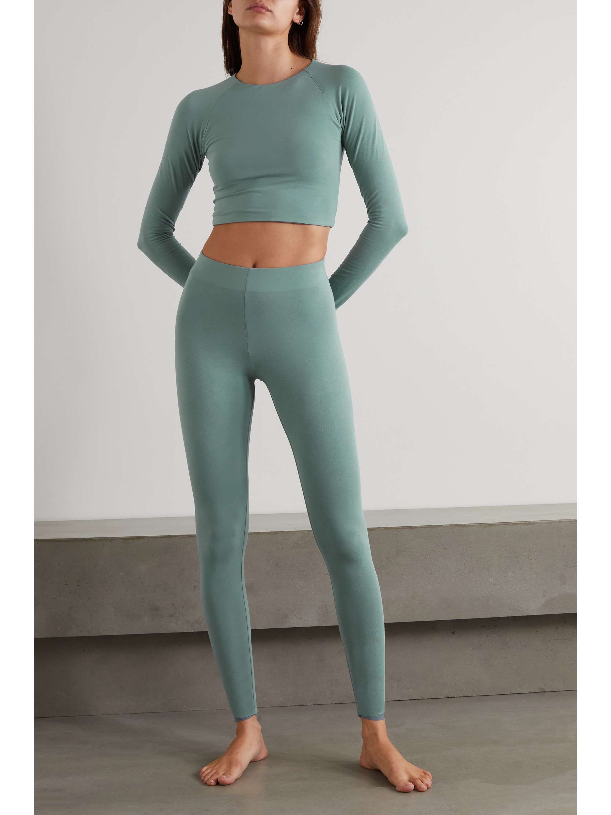 SKIN + NET SUSTAIN Calypso reversible stretch organic Pima cotton-jersey leggings
