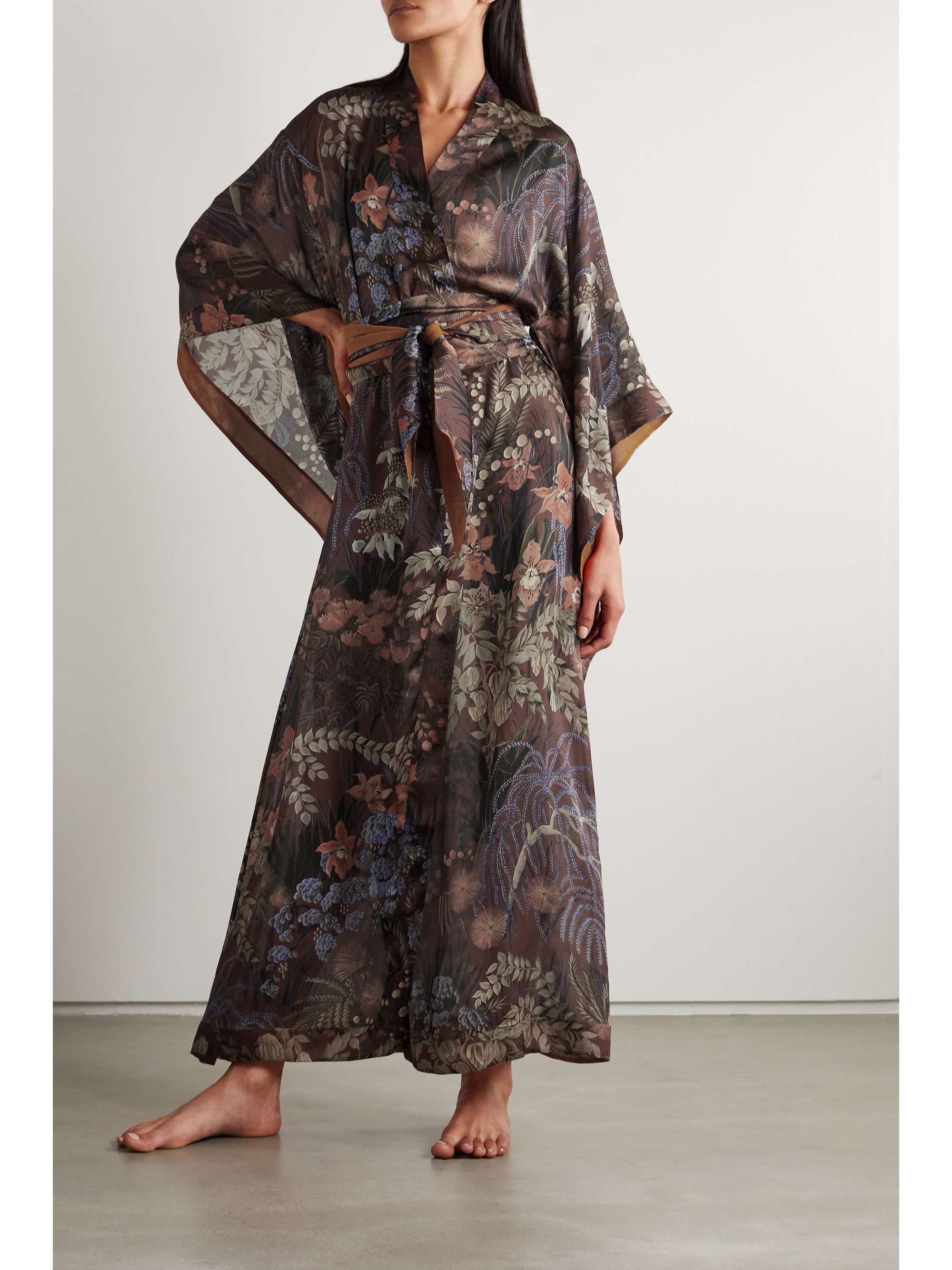 CARINE GILSON Floral-print silk-satin robe