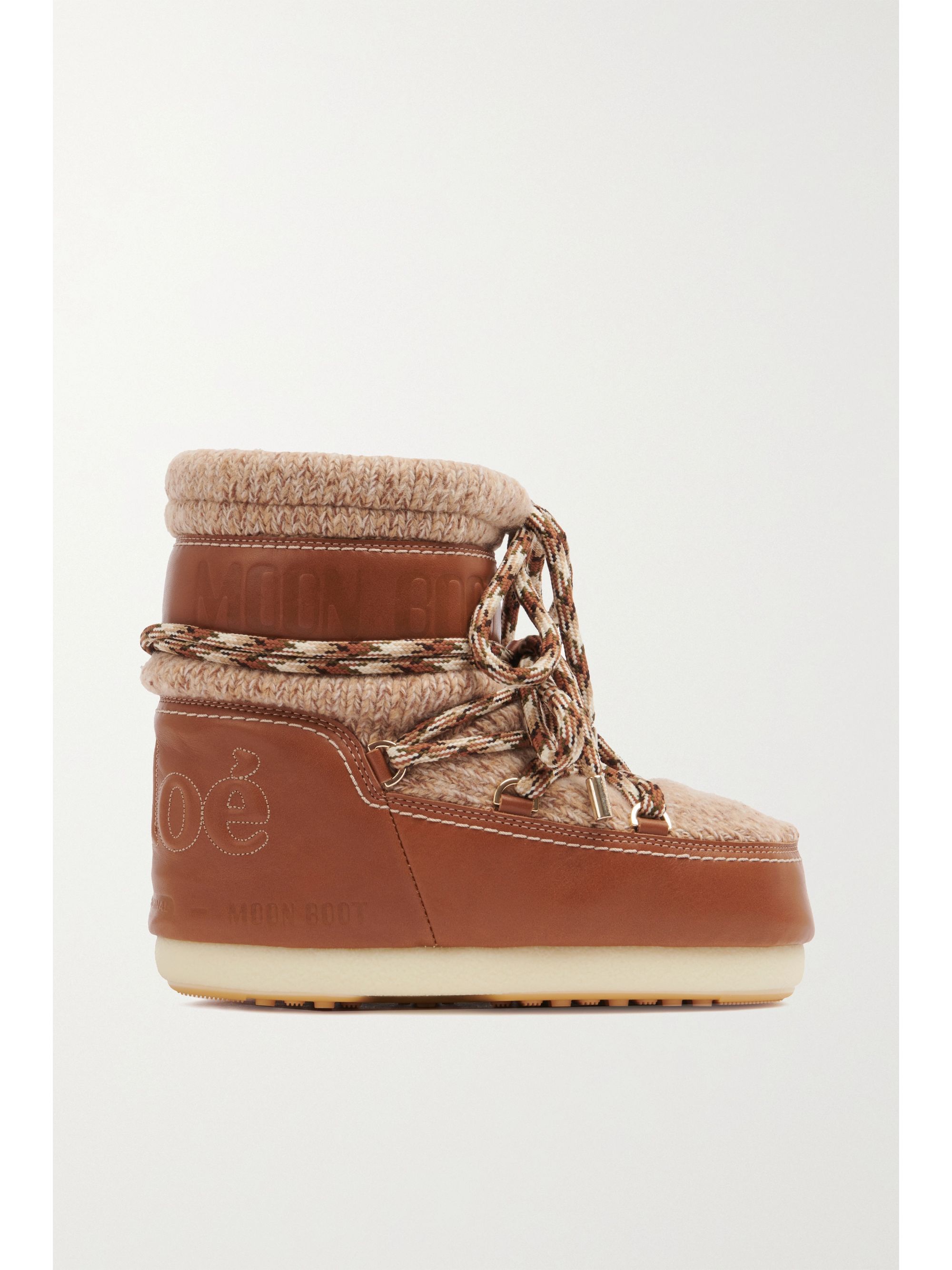 CHLOÉ + Moon Boot leather and wool-blend snow boots