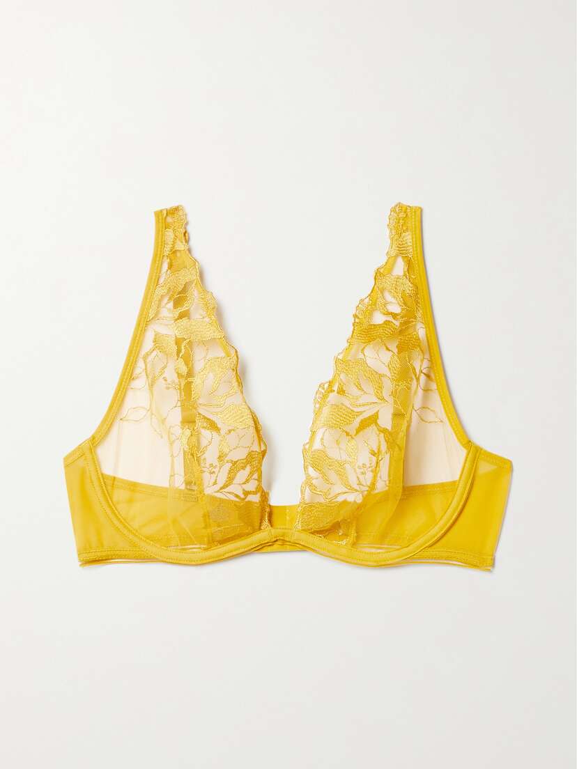 MAISON LEJABY Sin Embroidered Stretch-tulle And Jersey Underwired Triangle Bra
