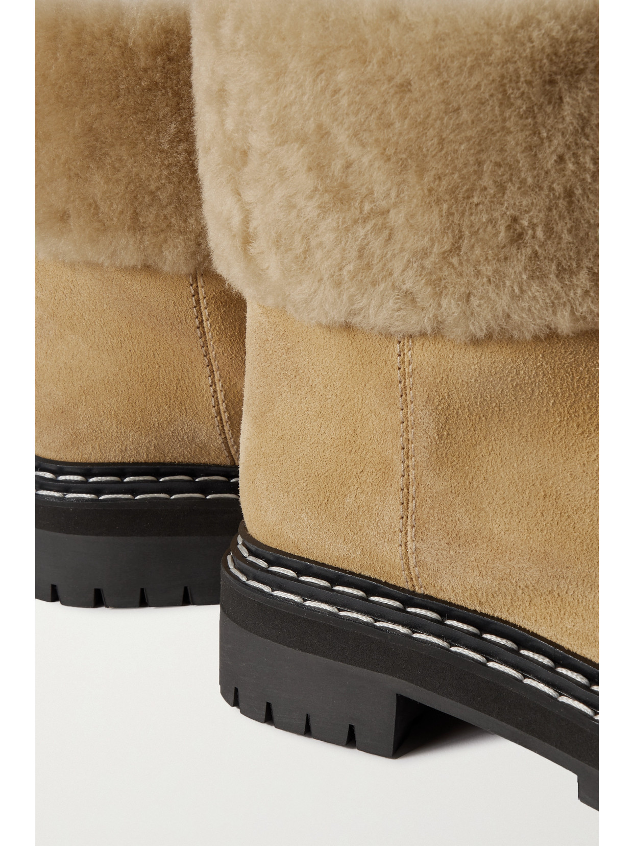 Proenza Schouler Shearling-trimmed Suede Ankle Boots In Neutrals