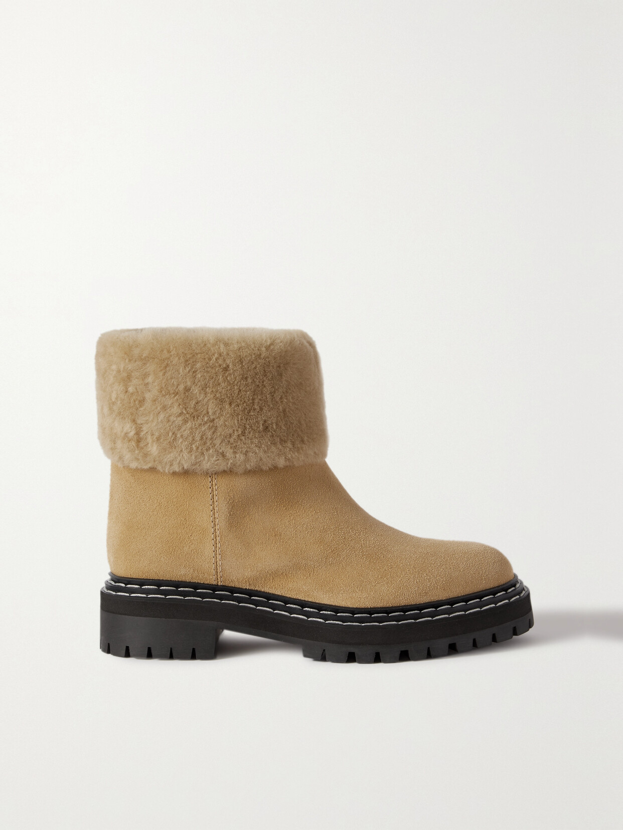 PROENZA SCHOULER SHEARLING-LINED SUEDE ANKLE BOOTS