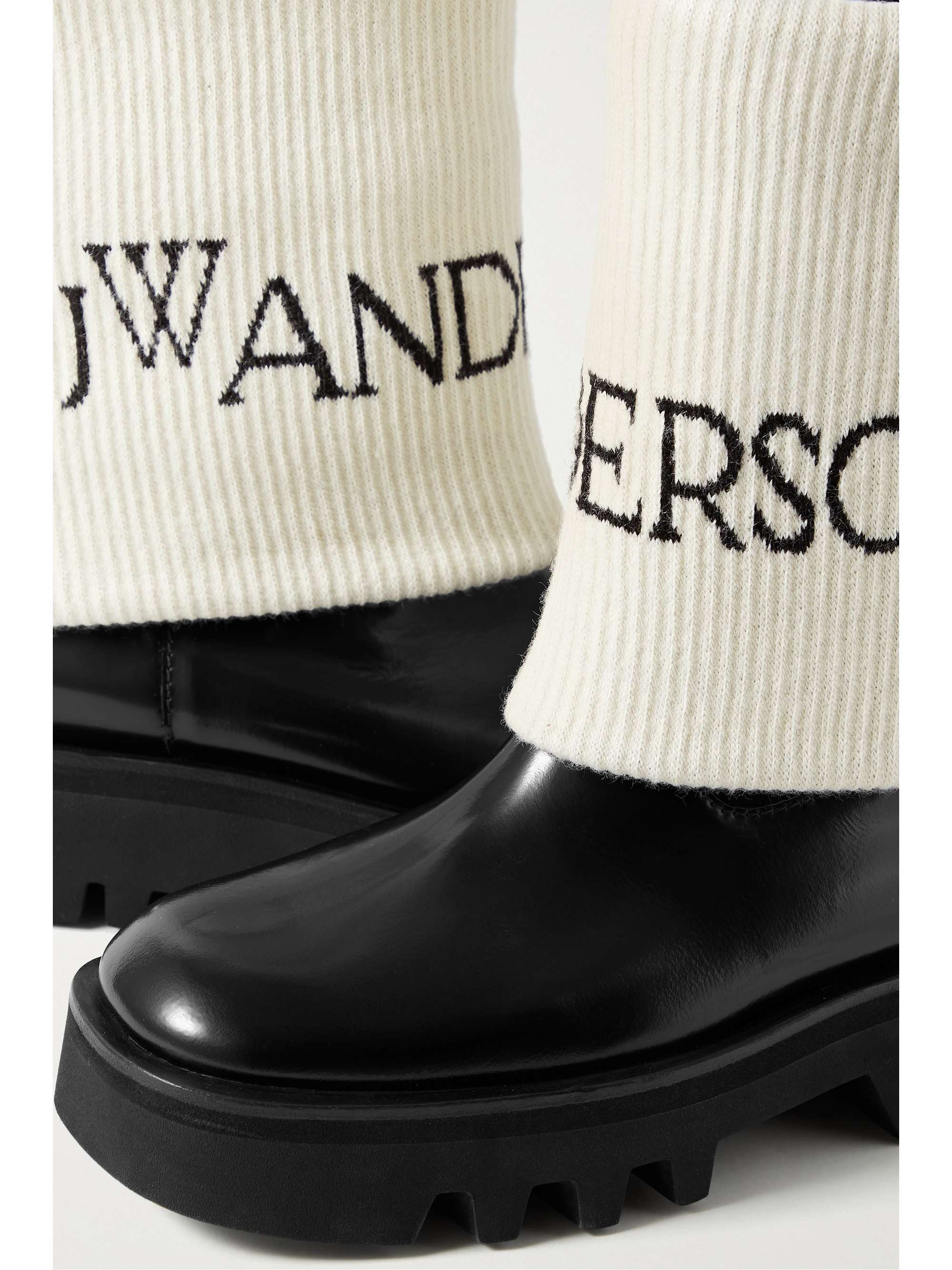 Takke tag på sightseeing Soar JW ANDERSON Fisherman wool jacquard-trimmed glossed-leather ankle boots |  NET-A-PORTER