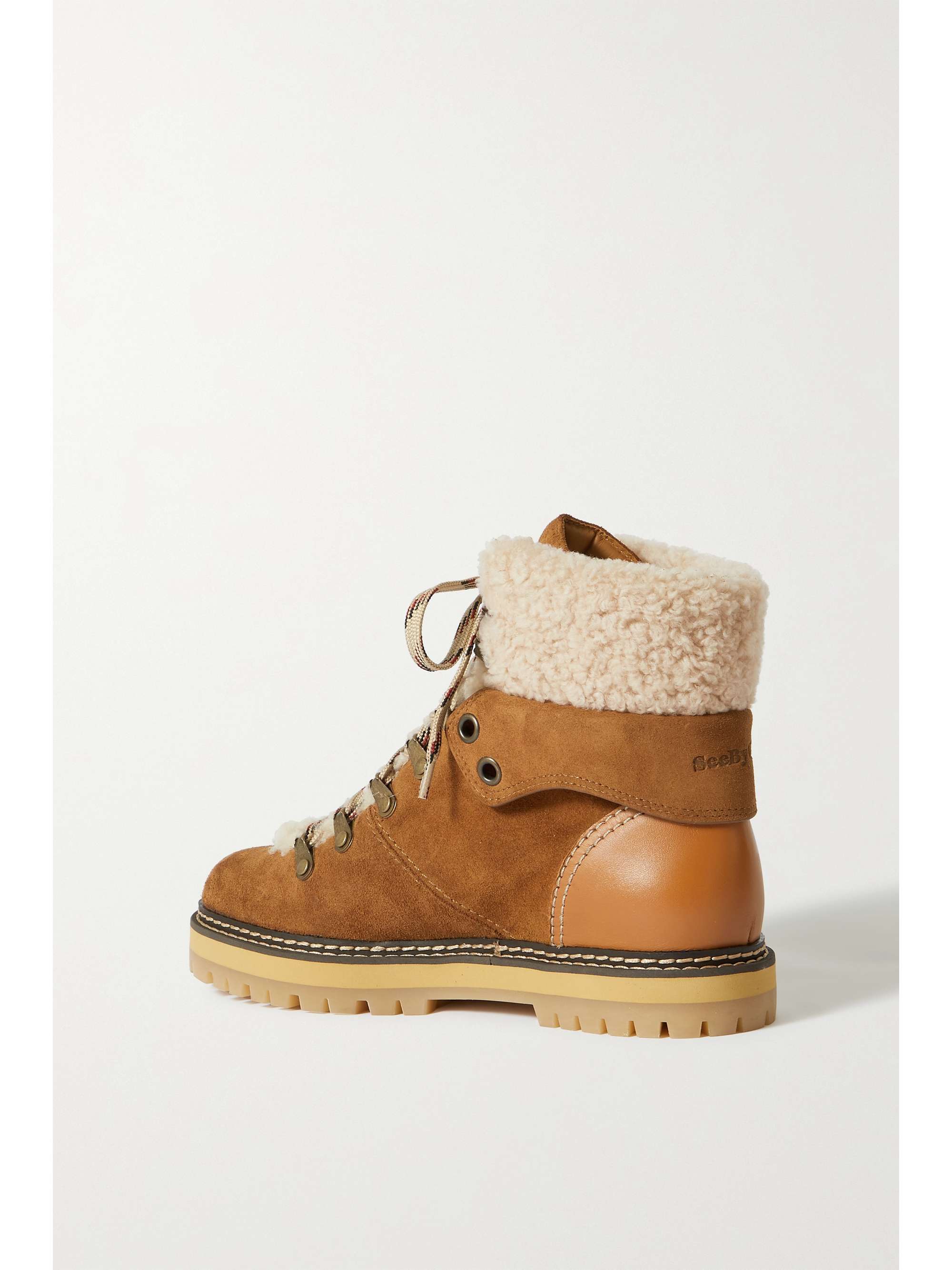 SEE BY CHLOÉ Eilieen shearling-lined suede and leather ankle boots ...