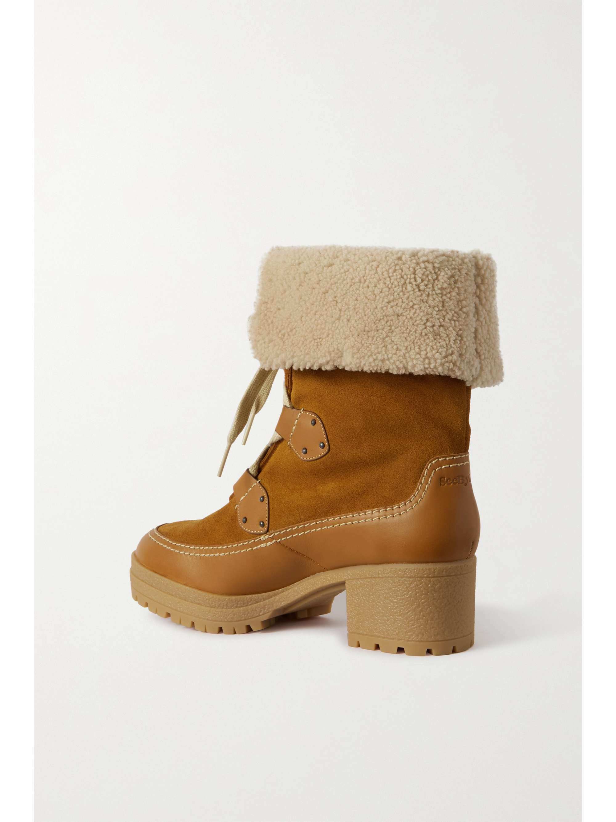SEE BY CHLOÉ Verena shearling-trimmed suede and leather ankle boots