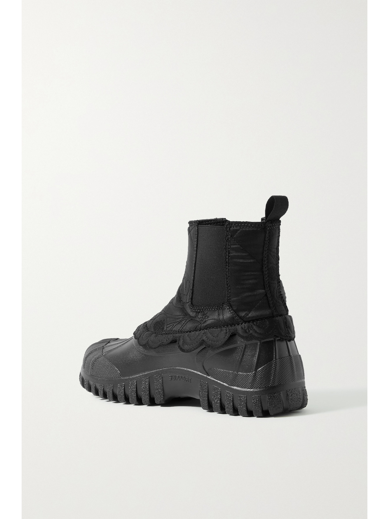 Julian Scalloped Quilted Silk And Rubber Chelsea Boots In Black