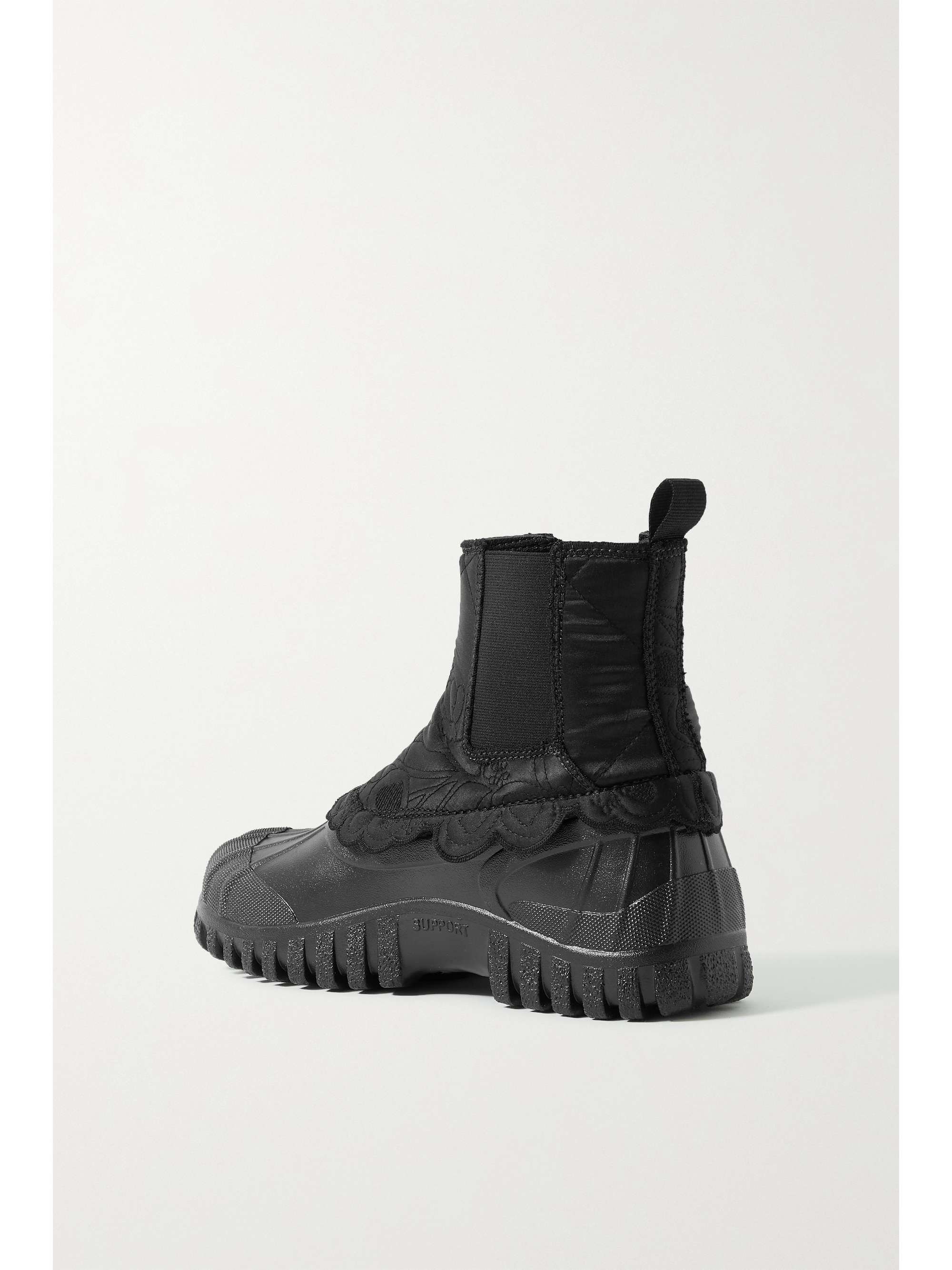 CECILIE BAHNSEN Julian scalloped quilted silk and rubber Chelsea boots