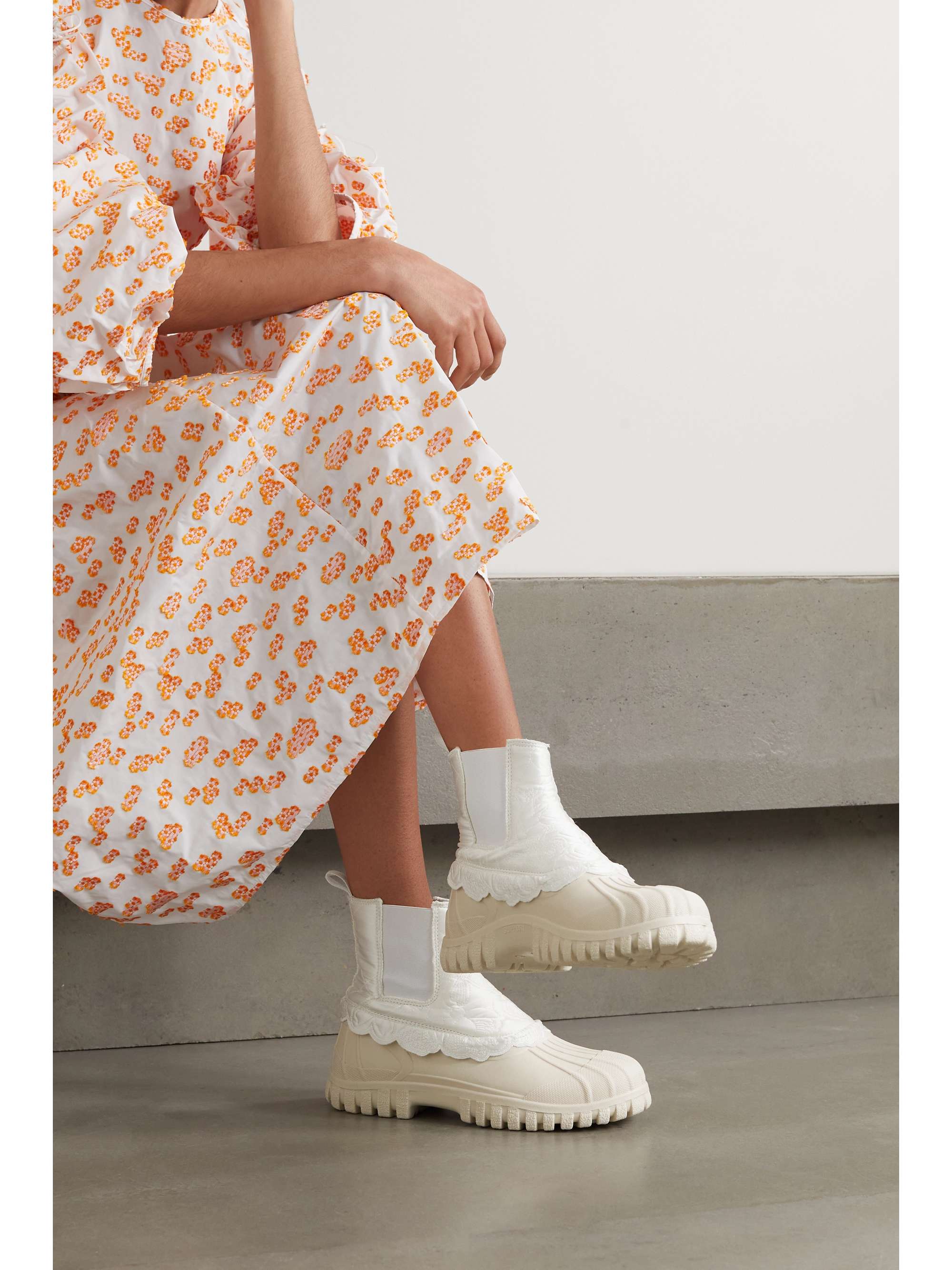 CECILIE BAHNSEN Julian scalloped quilted silk and rubber Chelsea