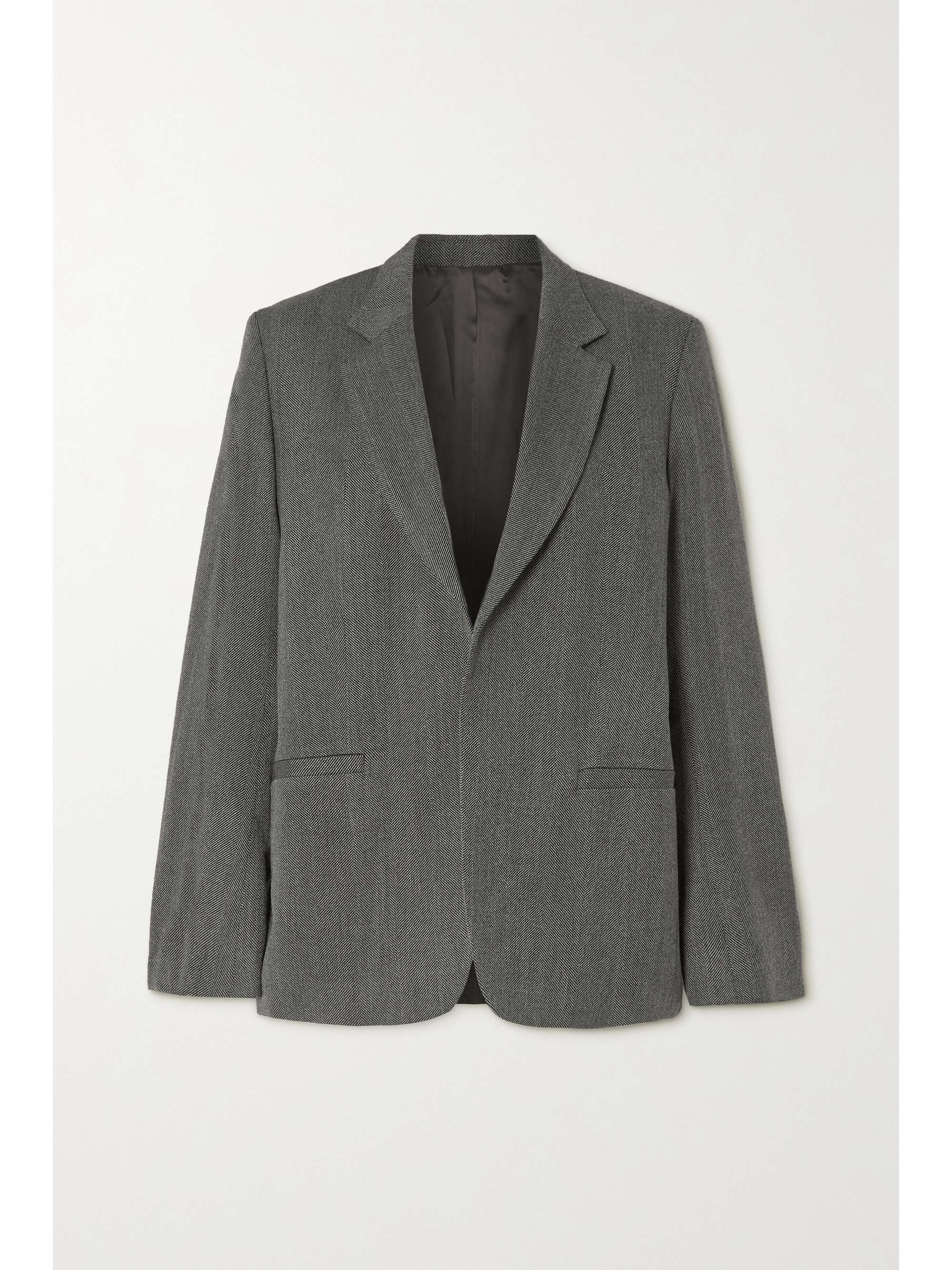 grey herringbone wool blazer