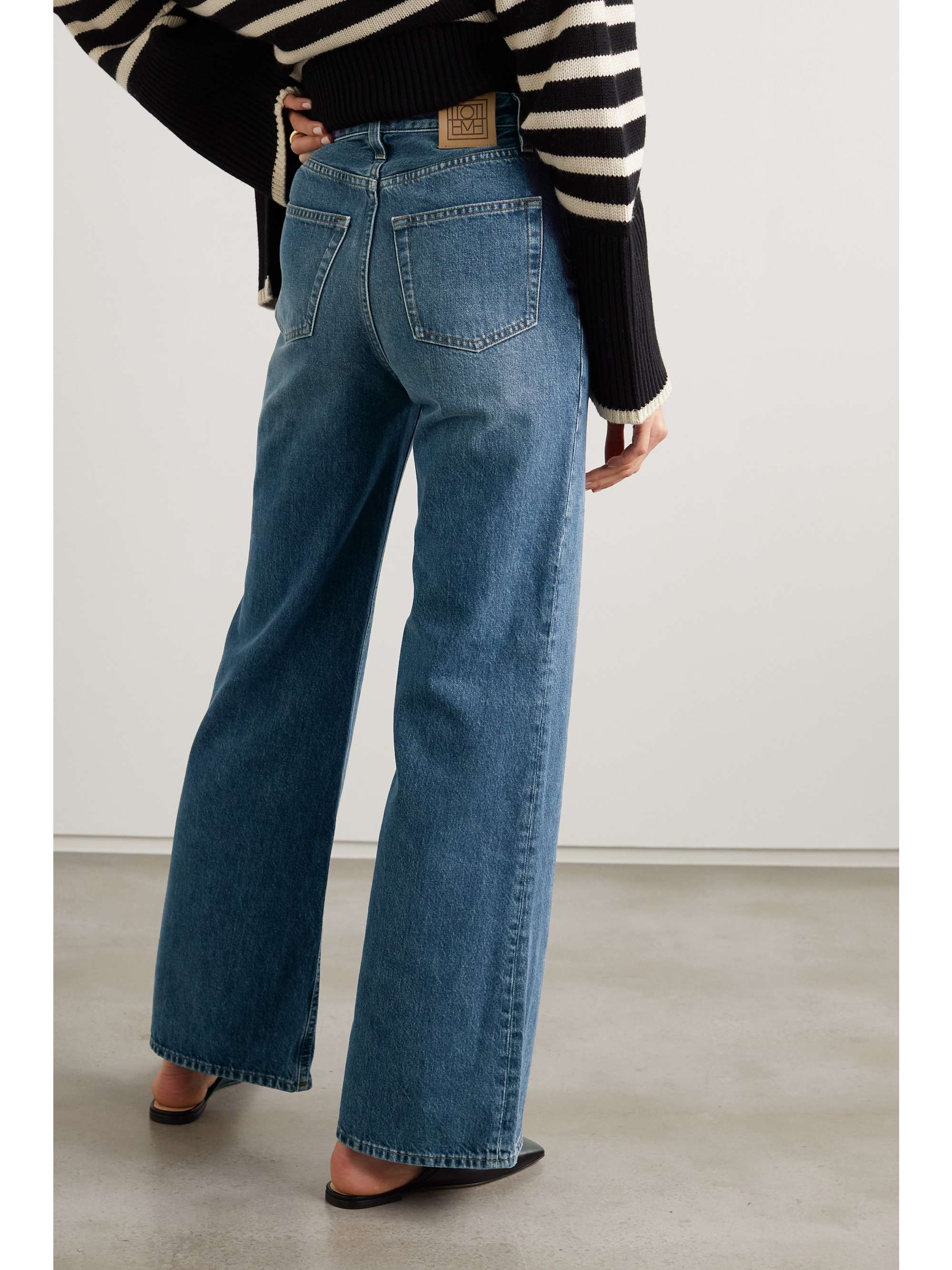 Mid denim High-rise wide-leg jeans 