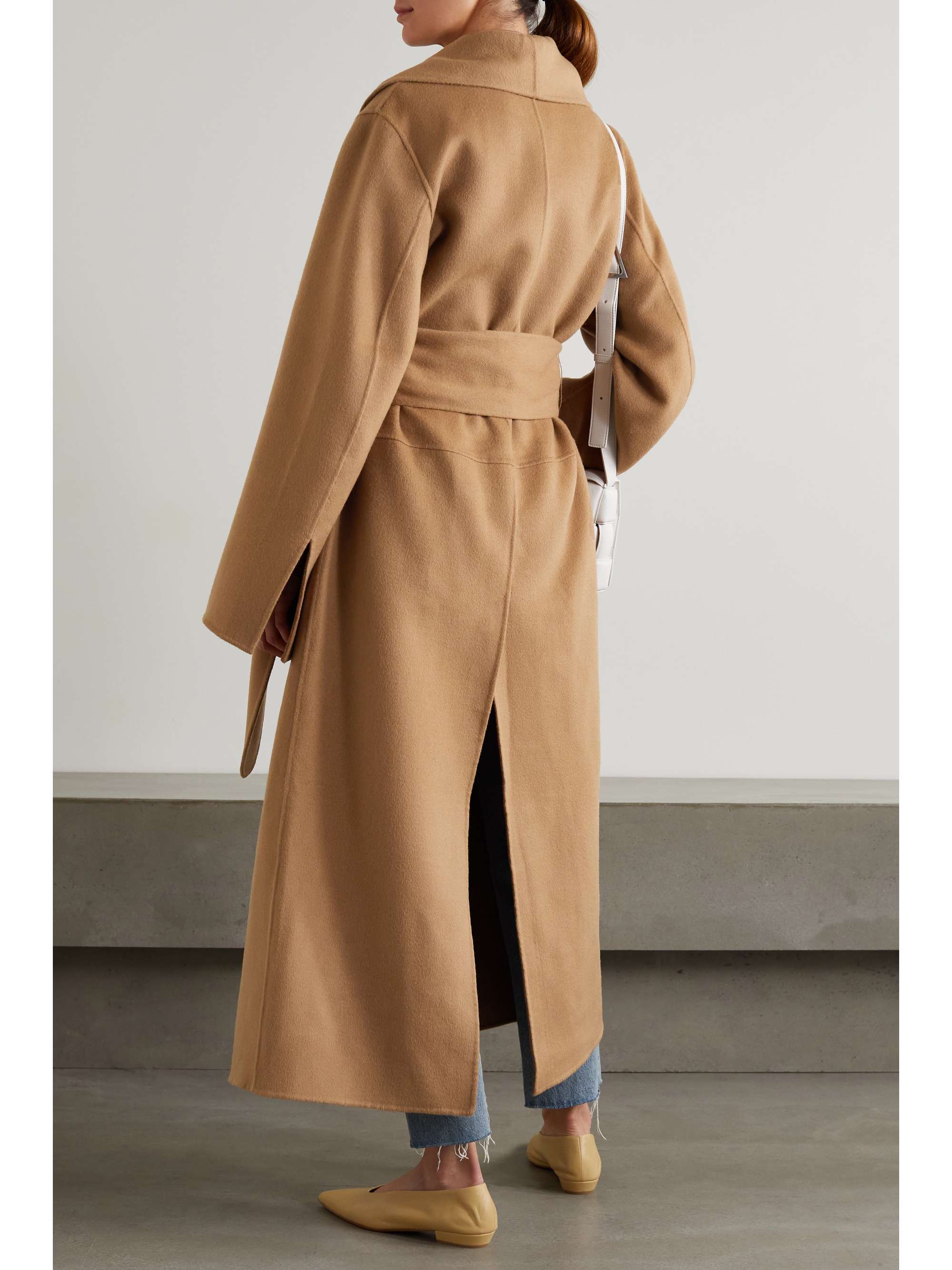 TOTEME Oversized belted pinstriped wool coat