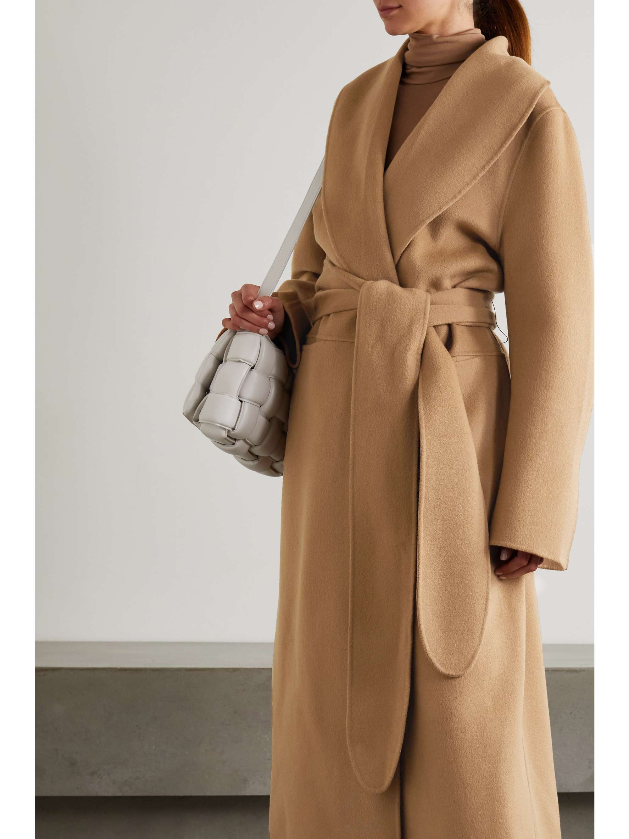 TOTEME Oversized belted pinstriped wool coat