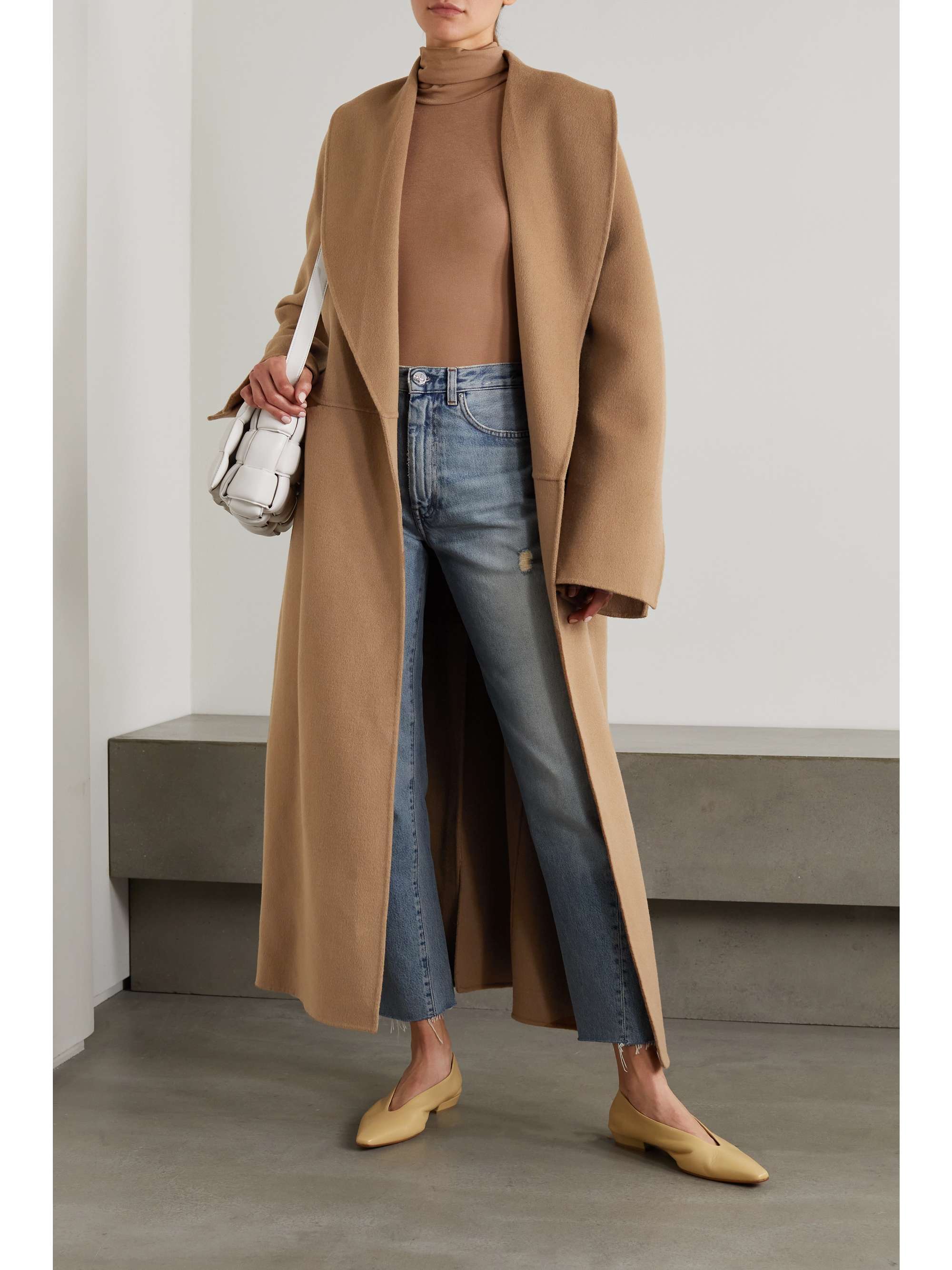 TOTEME Oversized belted pinstriped wool coat