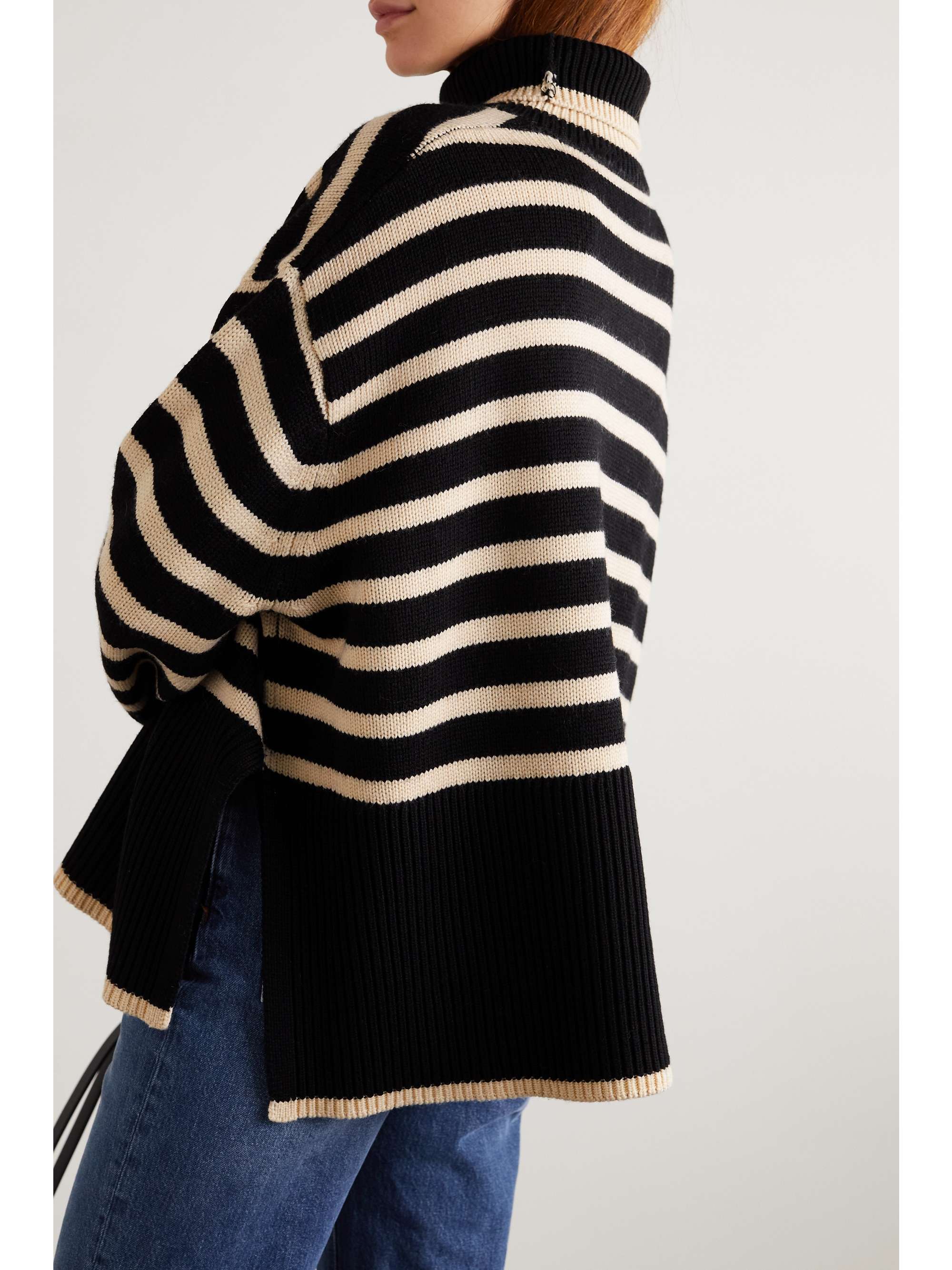 TOTEME Striped wool and cotton-blend turtleneck sweater